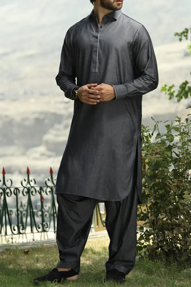 Grey Kameez Shalwar - Alwa-Ks-095 1