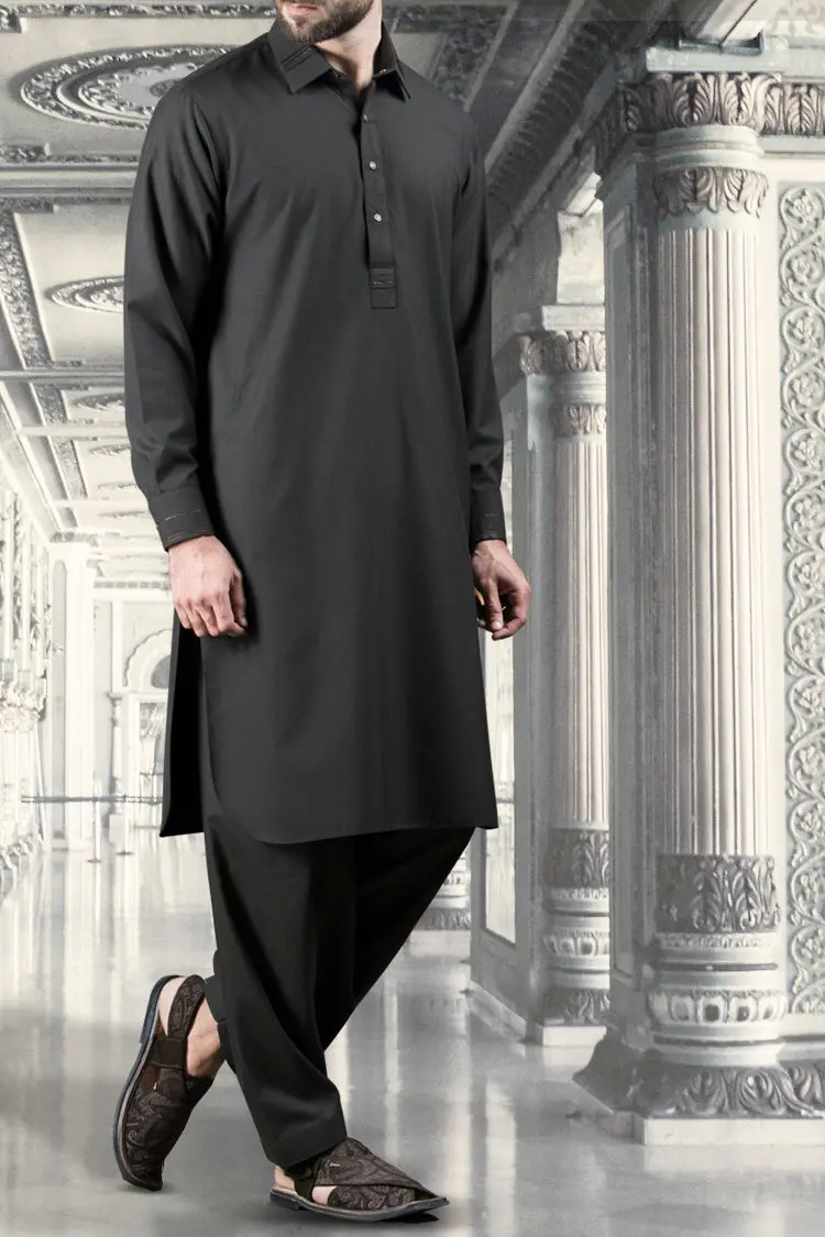 Dark Coffee Blended Kameez Shalwar - Alwa-Ks-108 1