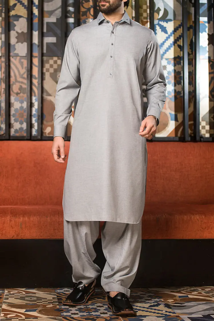 Light Grey Kameez Shalwar - Alwa-Ks-118 1