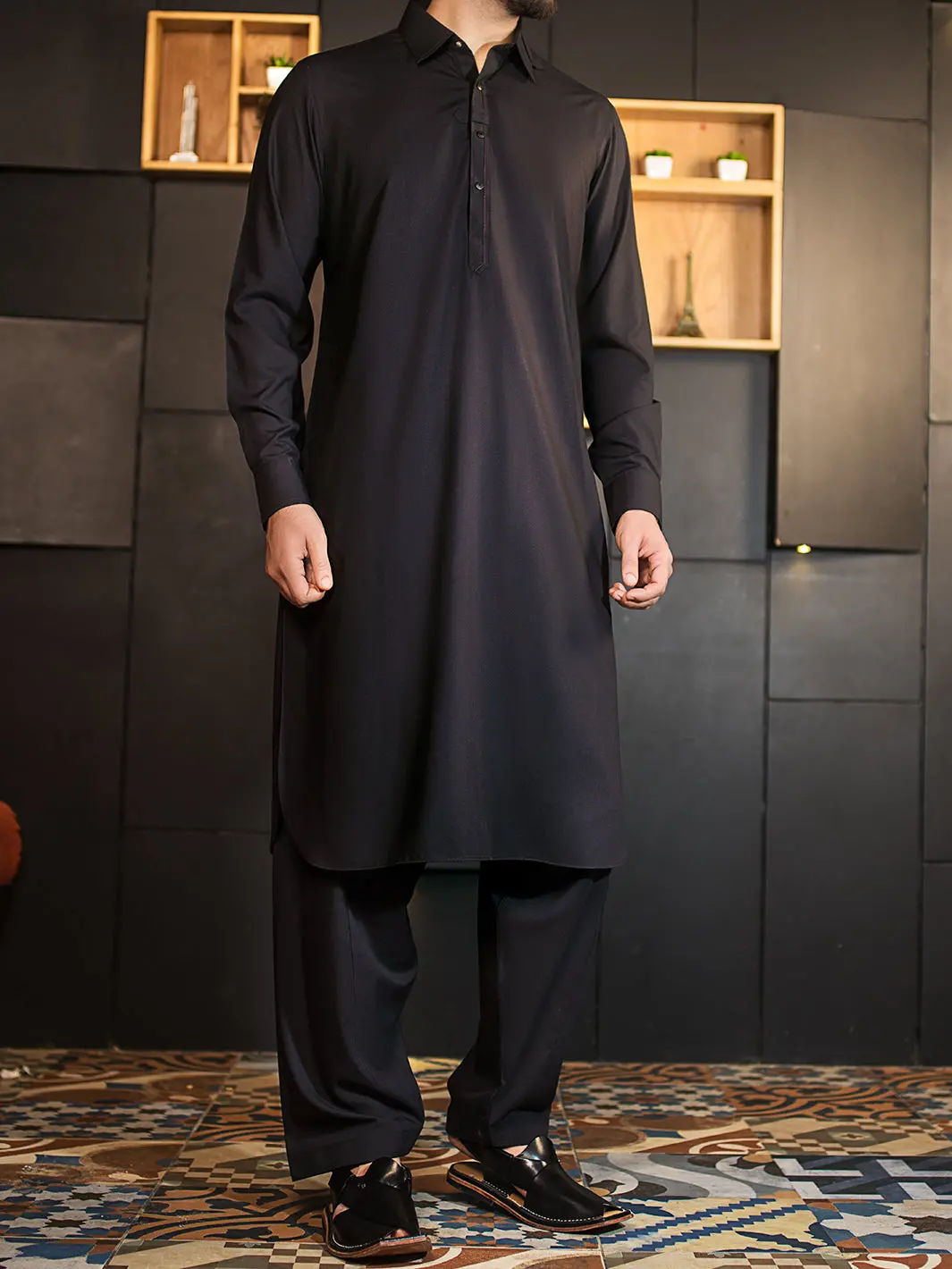Black Blended Kameez Shalwar - Alwa-Ks-128 1