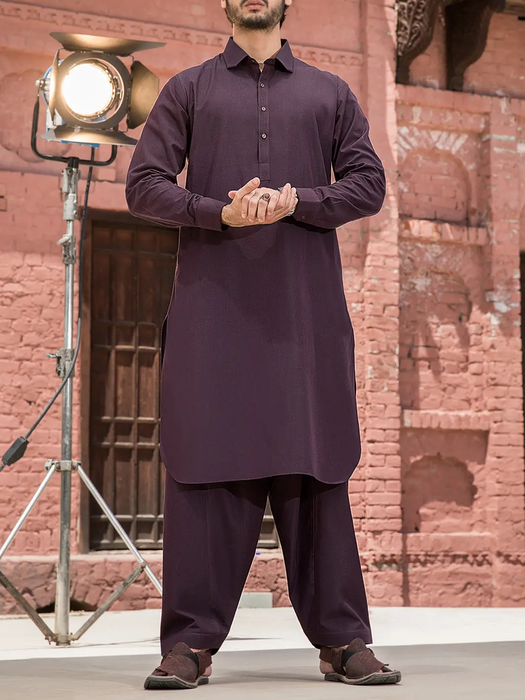 Purple Cotton Kameez Shalwar - Alwa-Ks-147 1