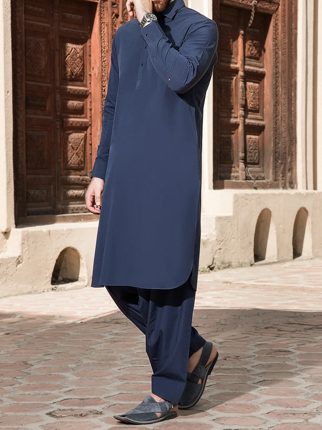 Blue Cotton Kameez Shalwar - Alwa-Ks-149 1