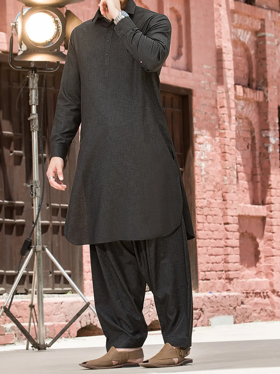 Dark Green Blended Kameez Shalwar - Alwa-Ks-154 1