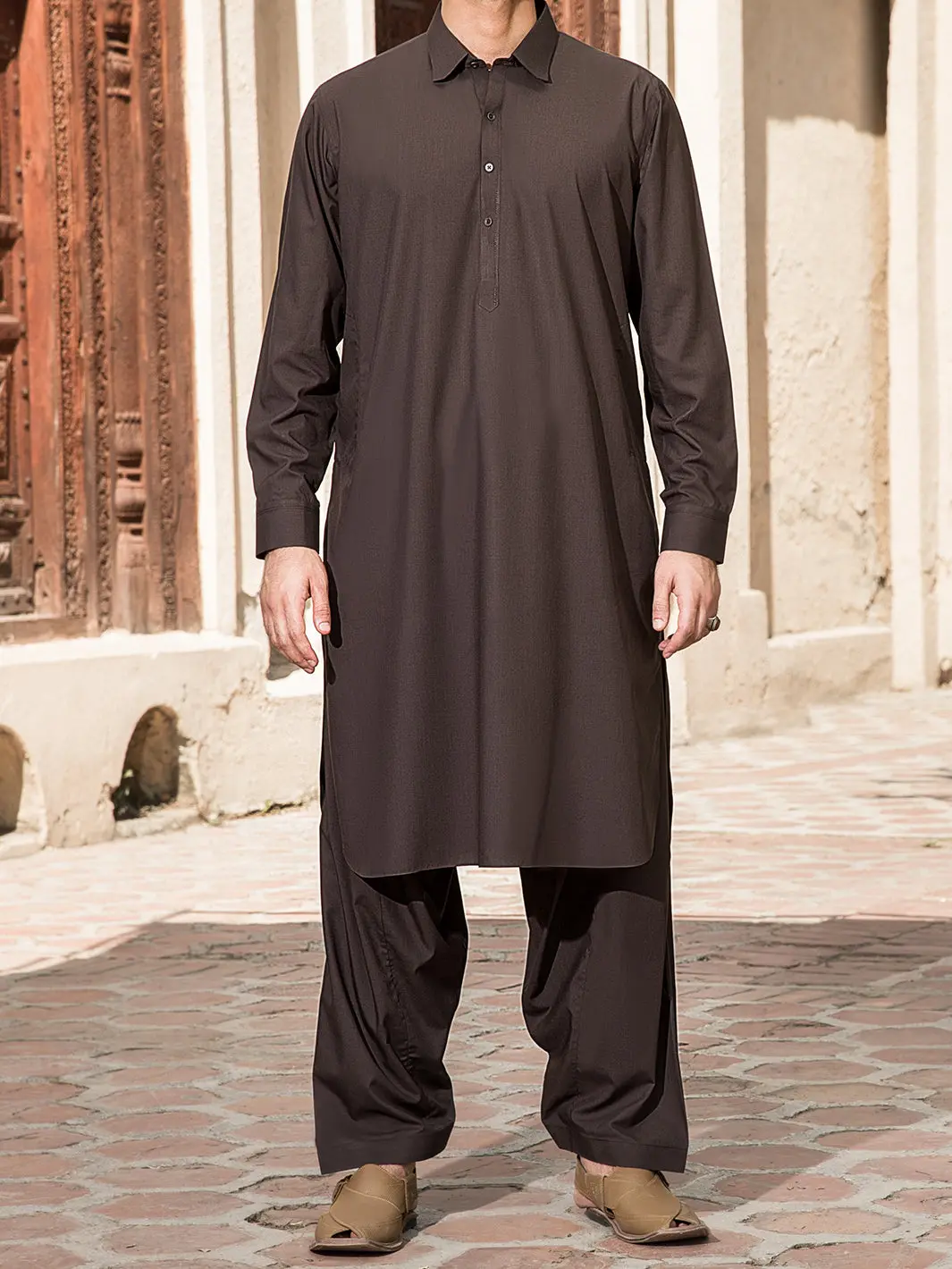 Brown Blended Kameez Shalwar - Alwa-Ks-155 1