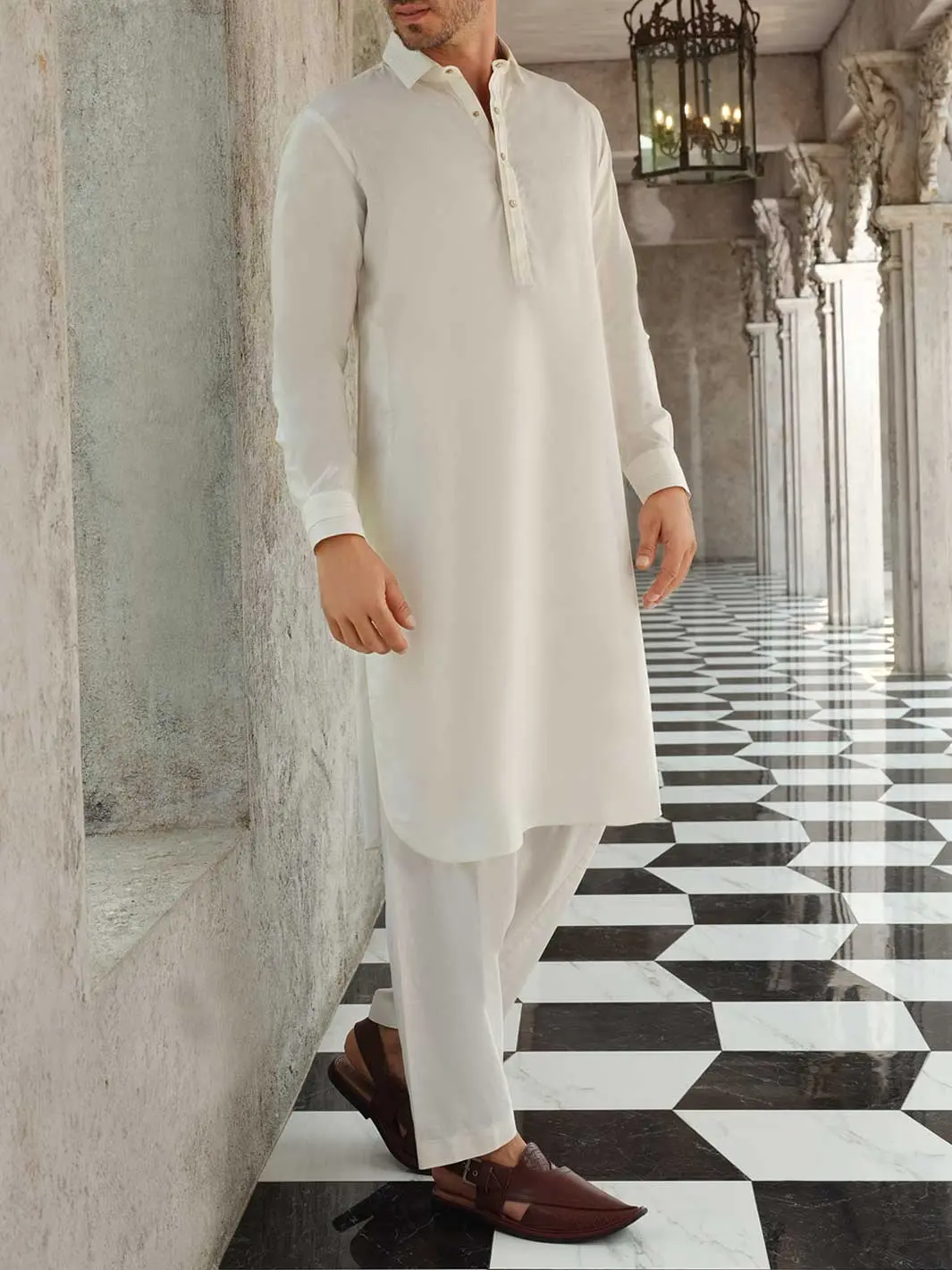 White Blended Kameez Shalwar - Alwa-Ks-172 1