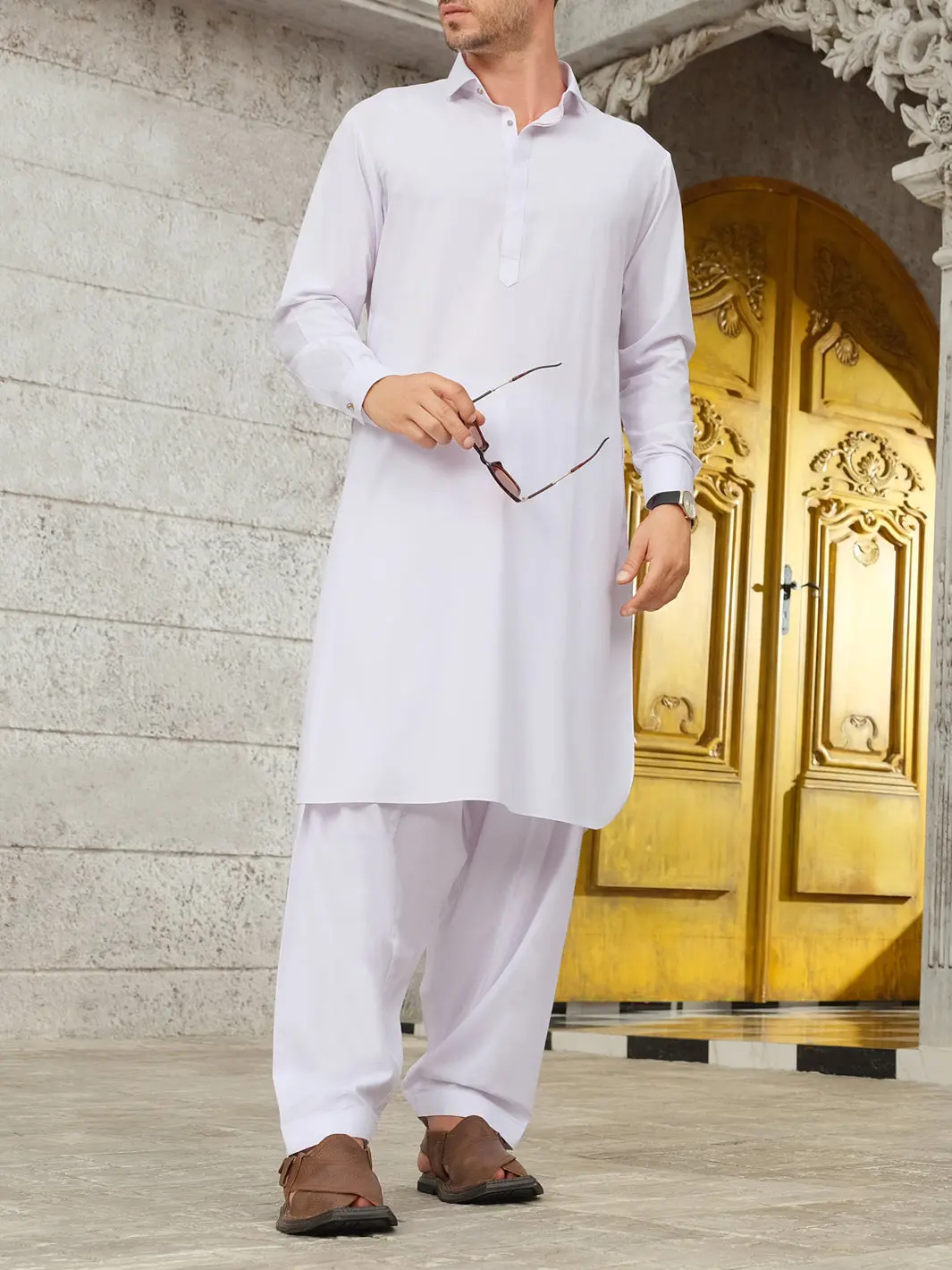 White Blended Kameez Shalwar - Alwa-Ks-180 1