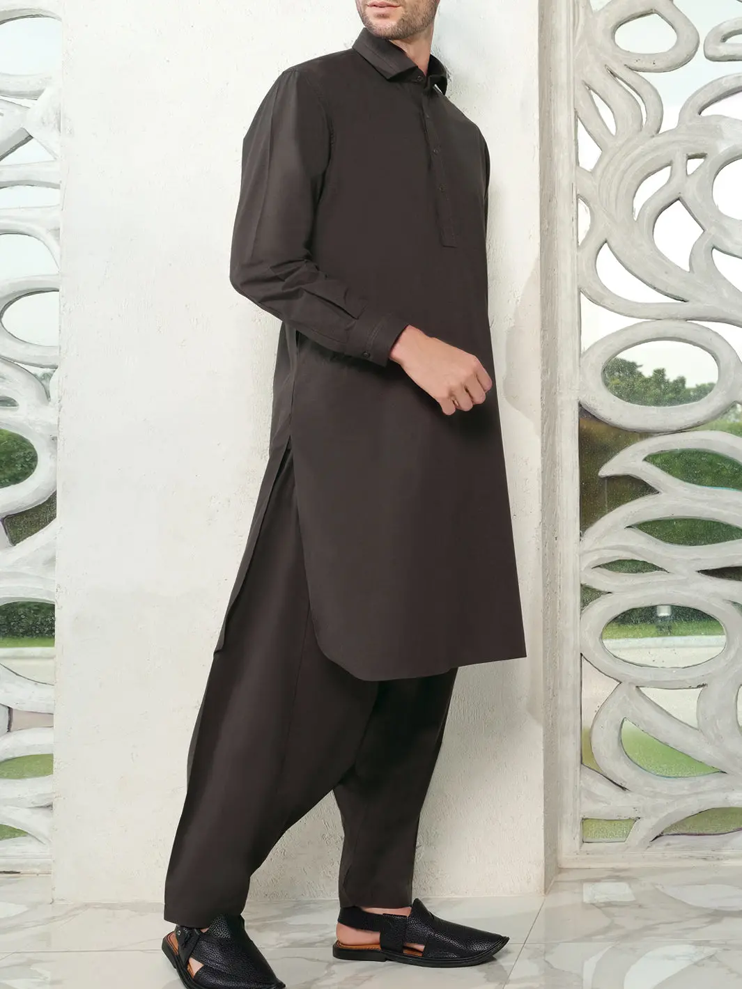 Grey Blended Kameez Shalwar - Alwa-Ks-189 1