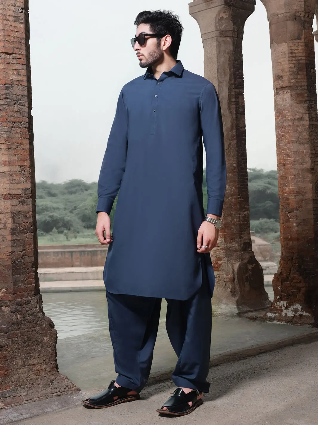 Blue Blended Kameez Shalwar - Alwa-Ks-197 1