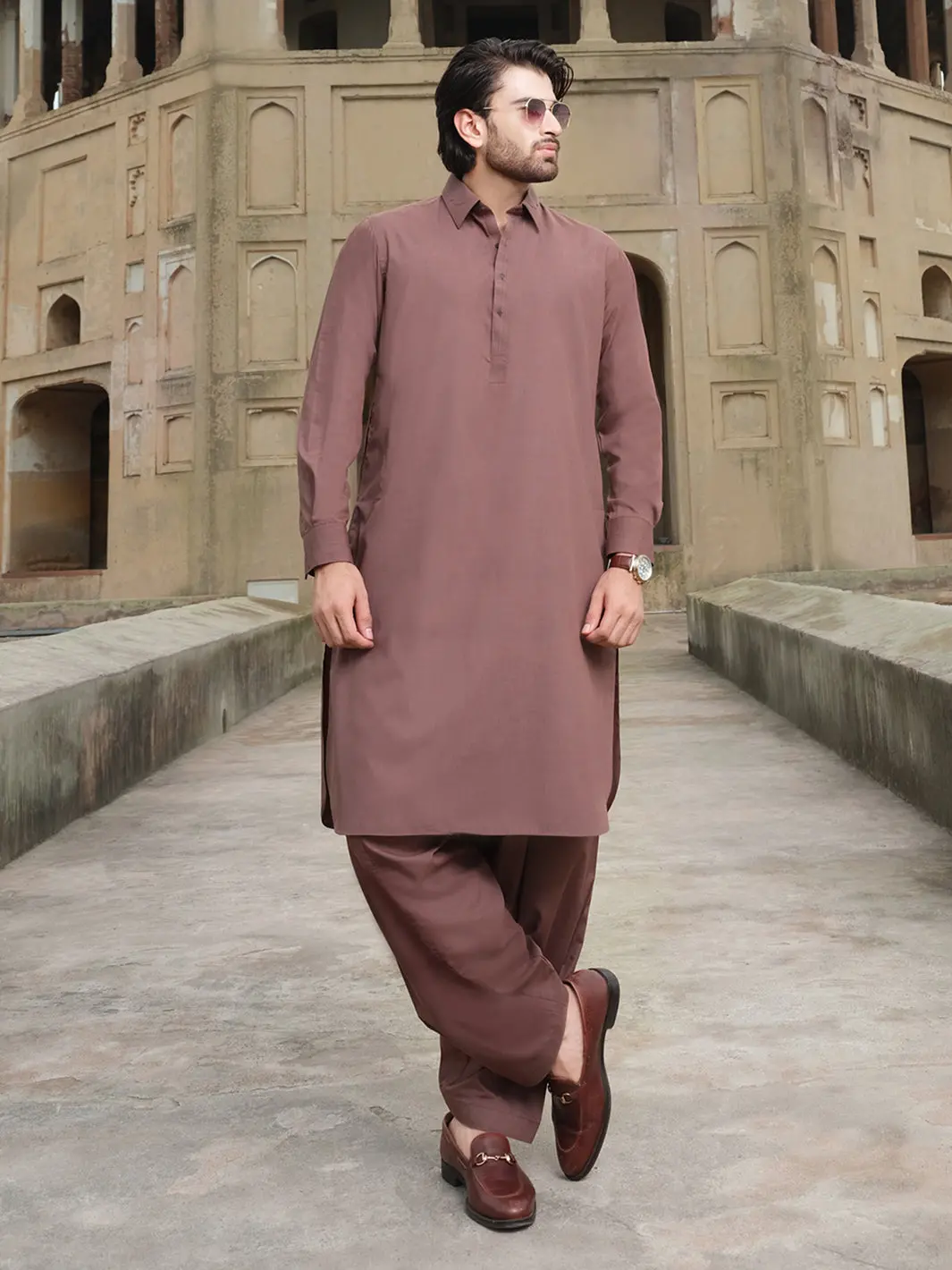 Brown Blended Kameez Shalwar - Alwa-Ks-206 1