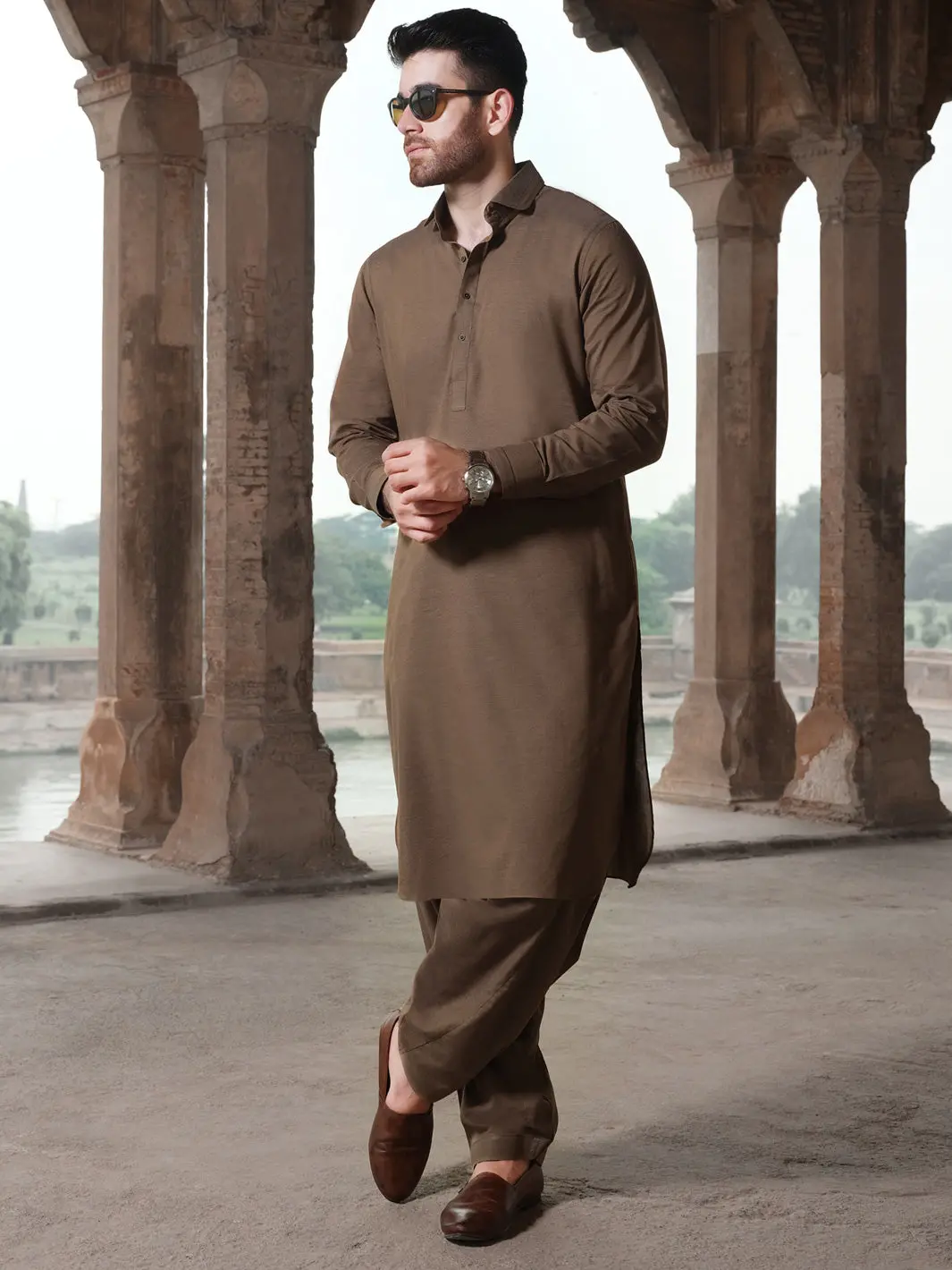 Brown Blended Kameez Shalwar - Alwa-Ks-208 1