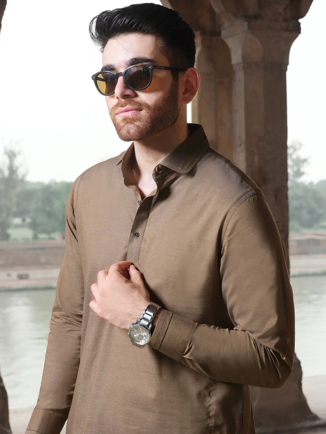 Brown Blended Kameez Shalwar - Alwa-Ks-208 2
