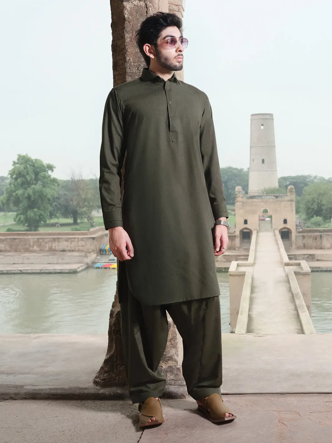 Green Blended Kameez Shalwar - Alwa-Ks-210 1