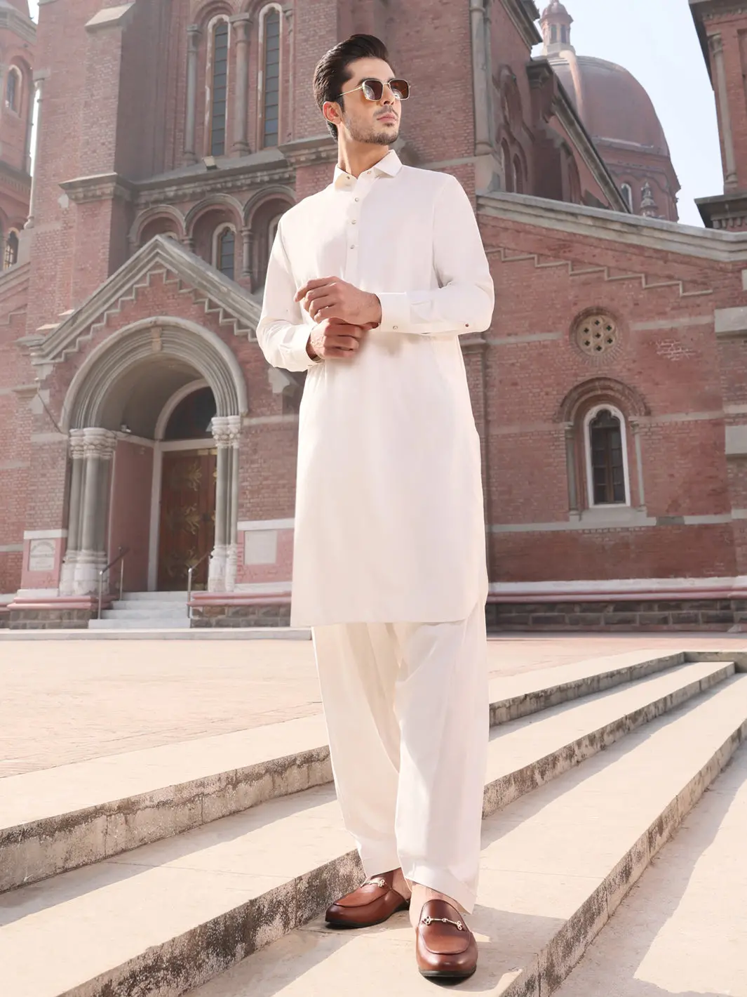 White Blended Kameez Shalwar - Alwa-Ks-214 1