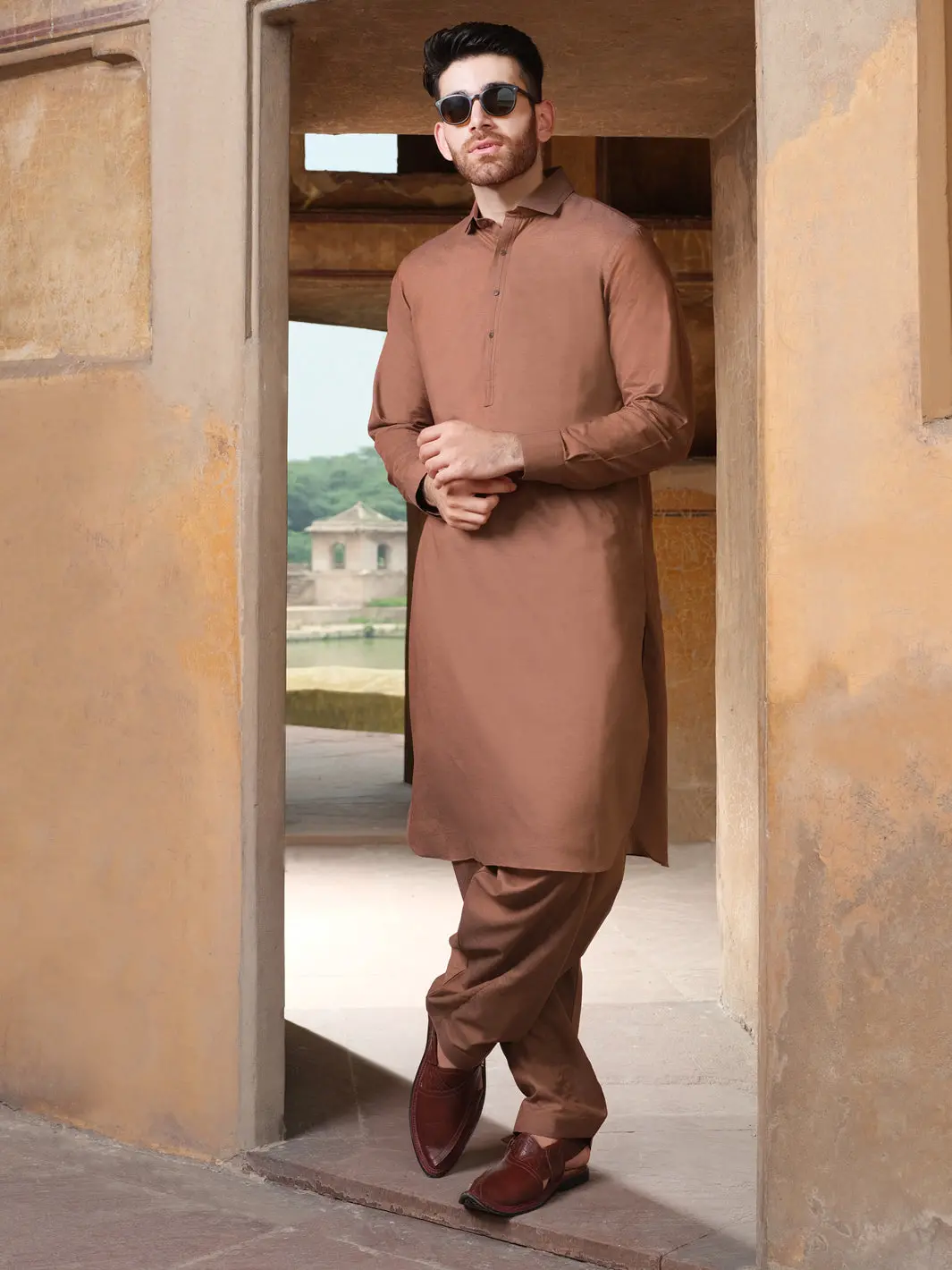 Brown Blended Kameez Shalwar - Alwa-Ks-215 1