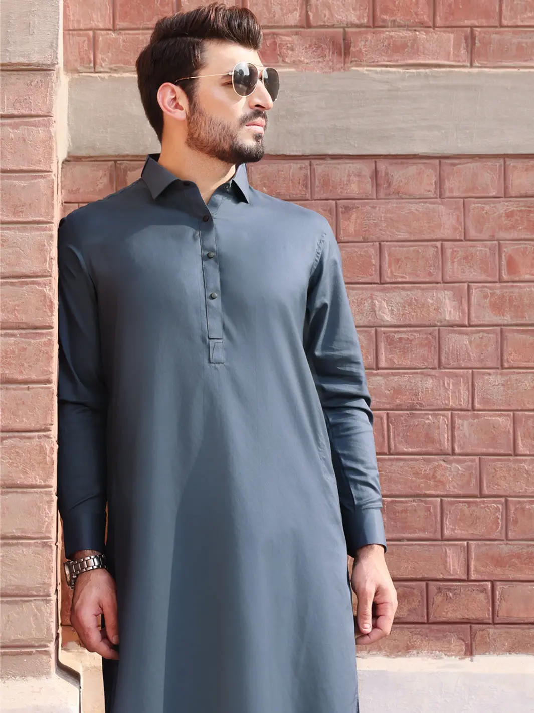 Blue Cotton Kameez Shalwar - Alwa-Ks-216 1