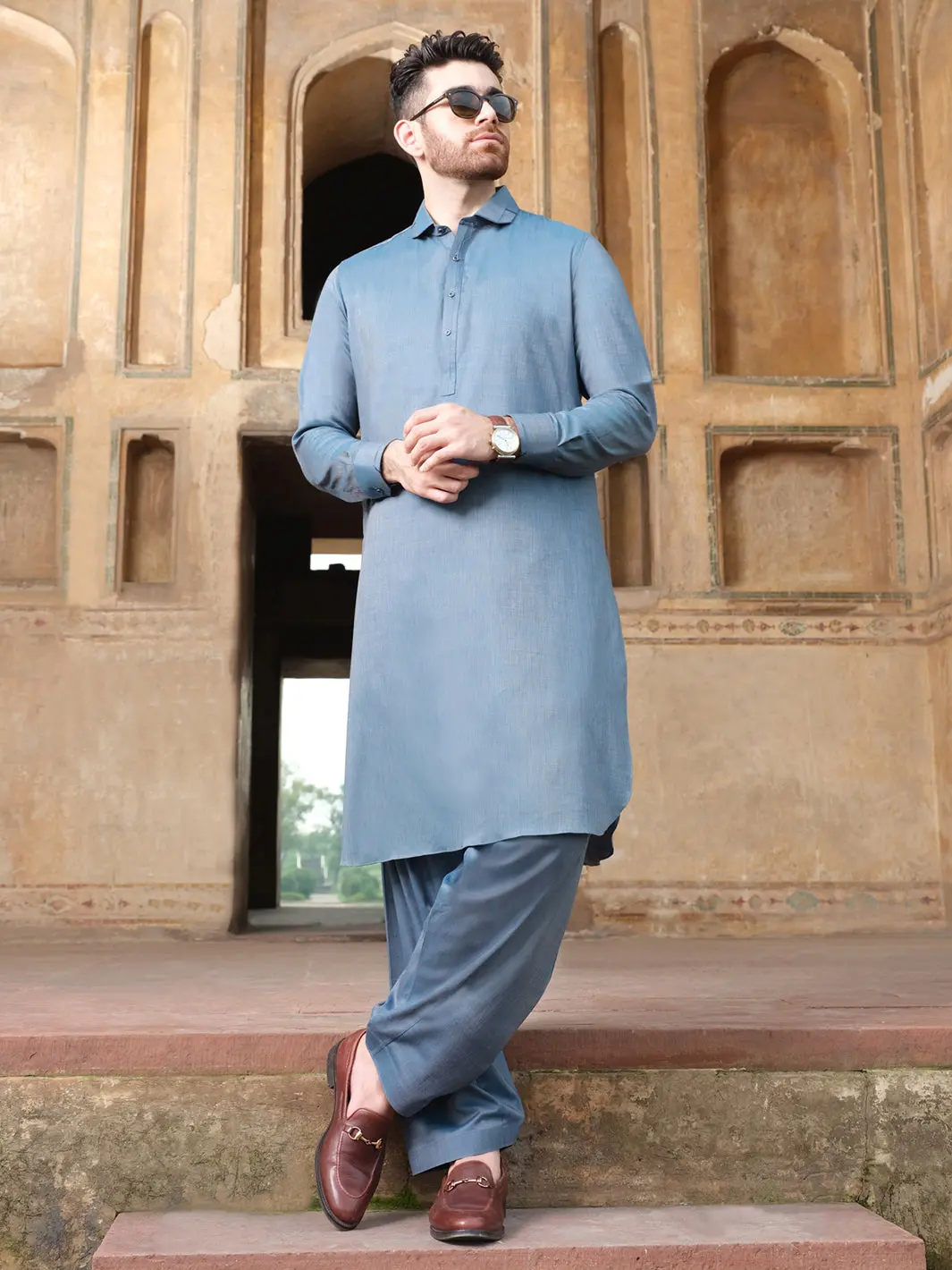 Blue Blended Kameez Shalwar - Alwa-Ks-219 1