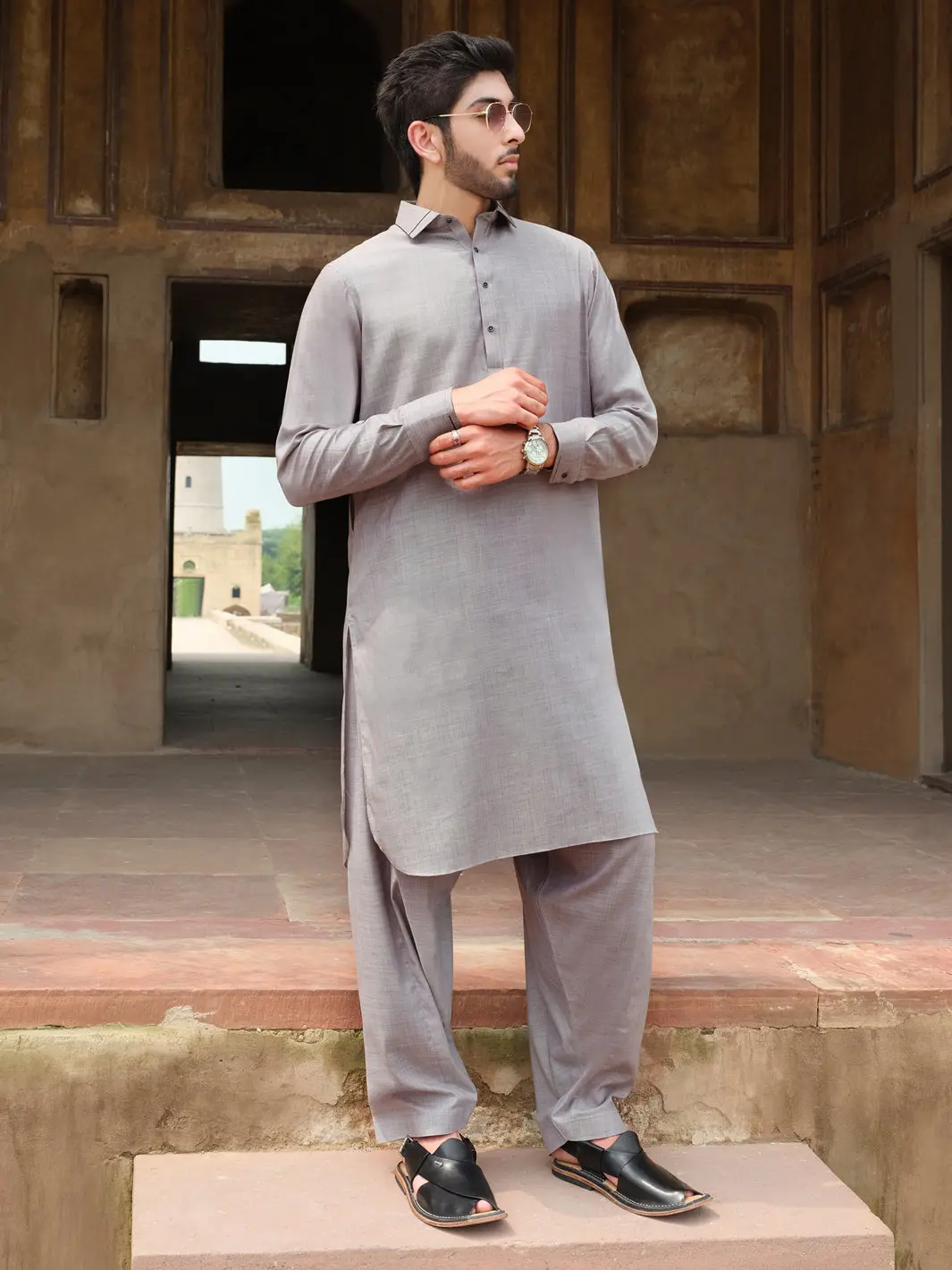 Grey Blended Kameez Shalwar - Alwa-Ks-220 1