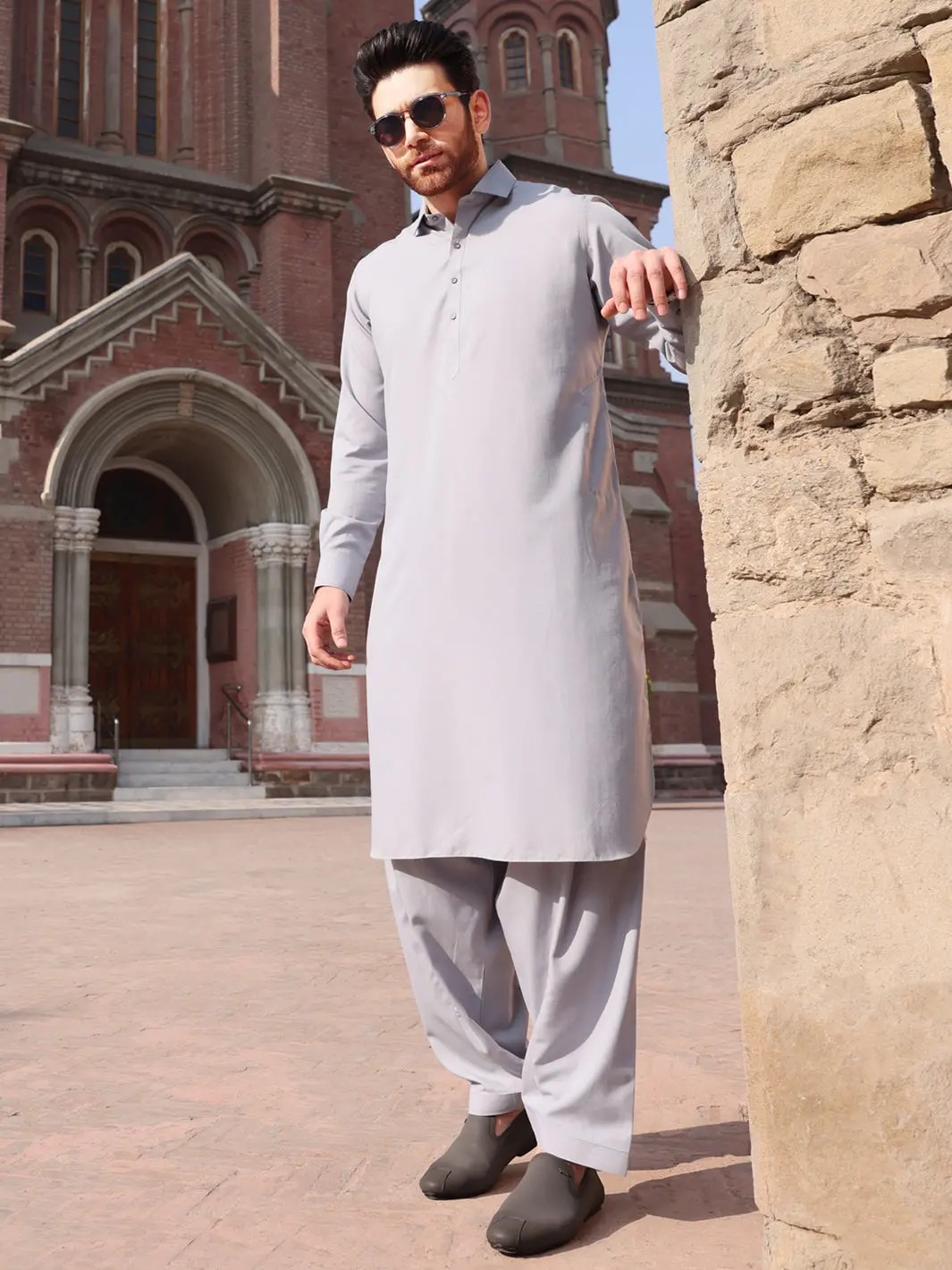 Light Blue Blended Kameez Shalwar - Alwa-Ks-227 1