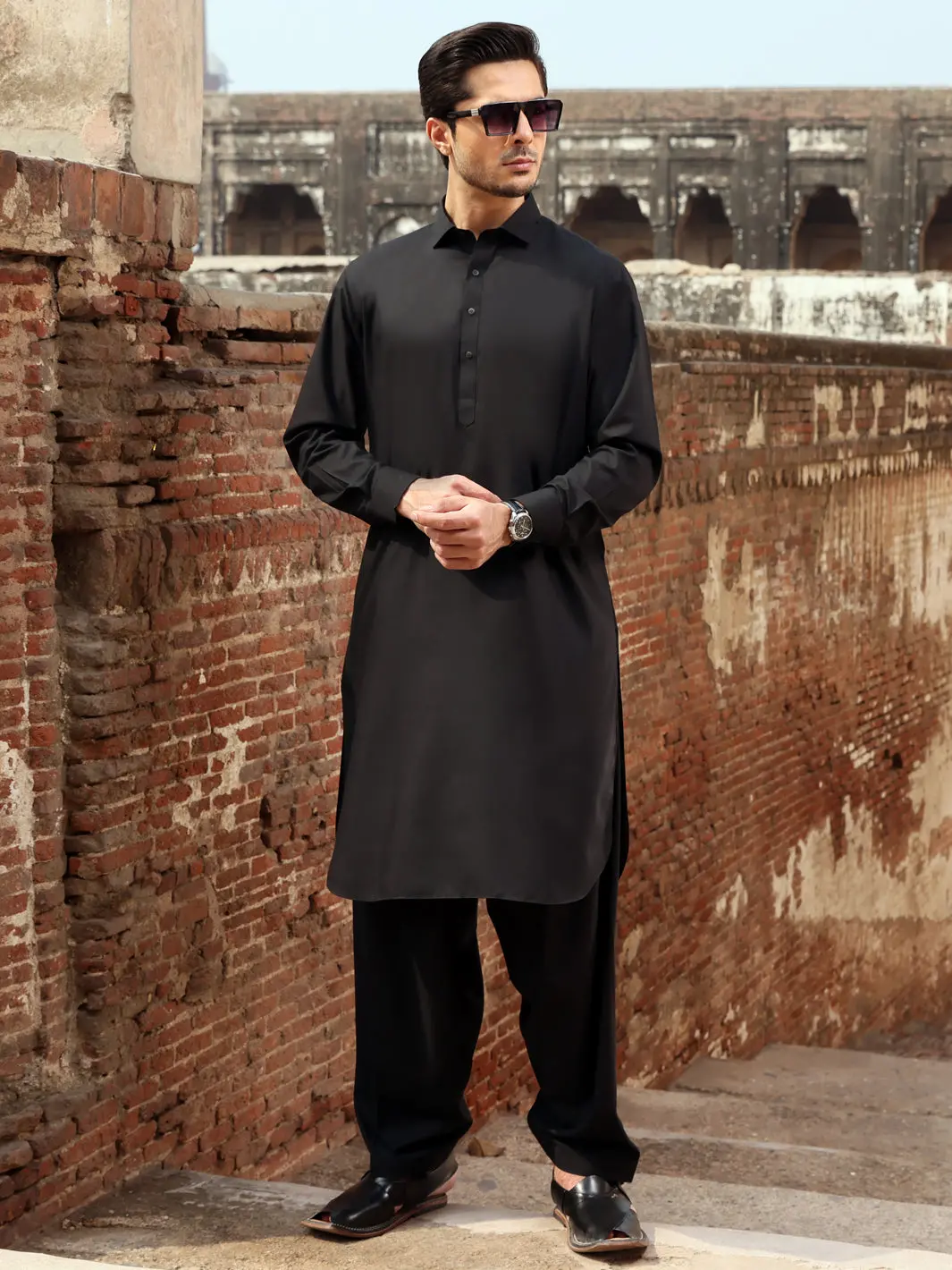 Black Blended Kameez Shalwar - Alwa-Ks-234 1
