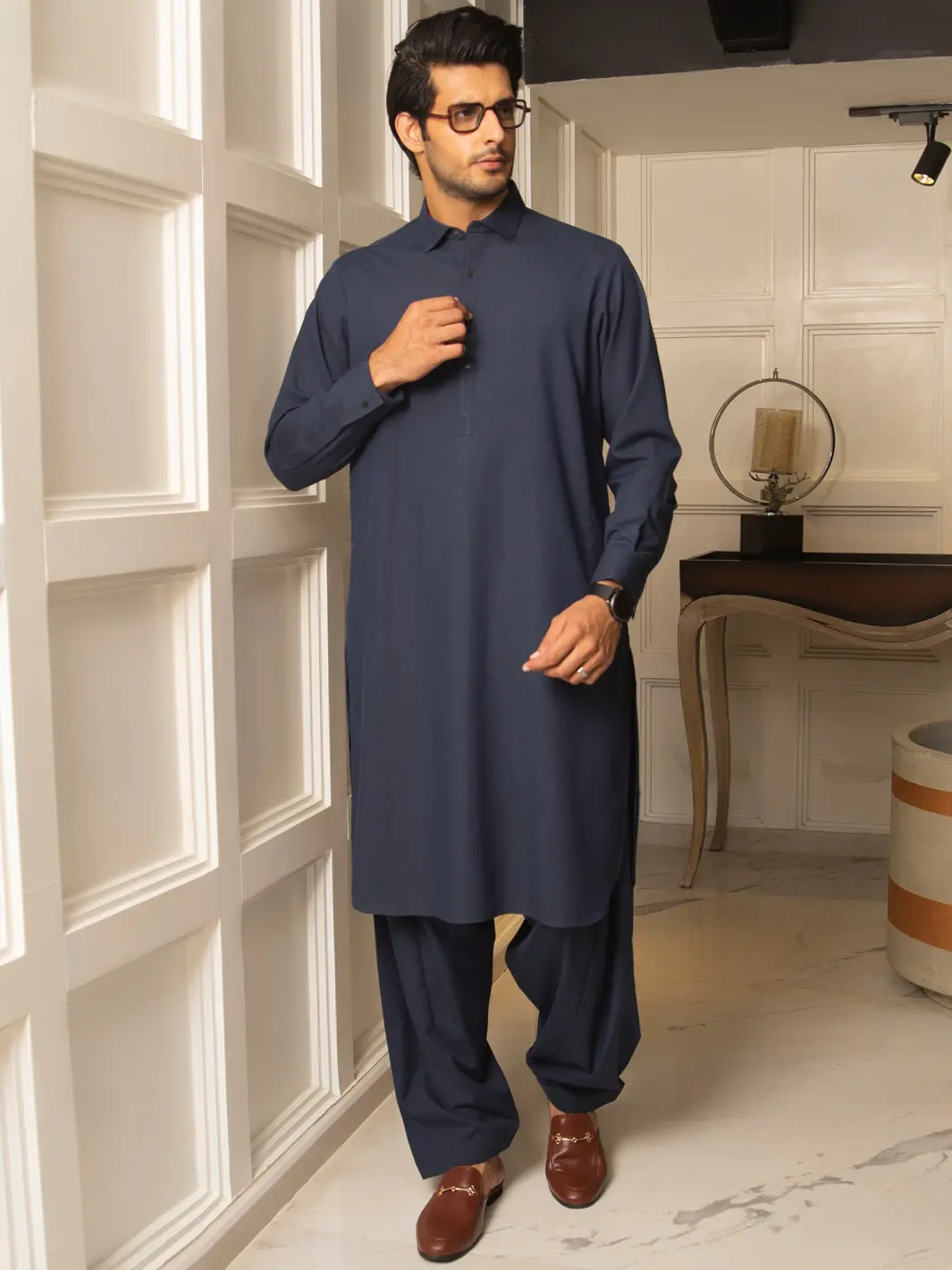 Blue Blended Kameez Shalwar - Alwa-Ks-254 1