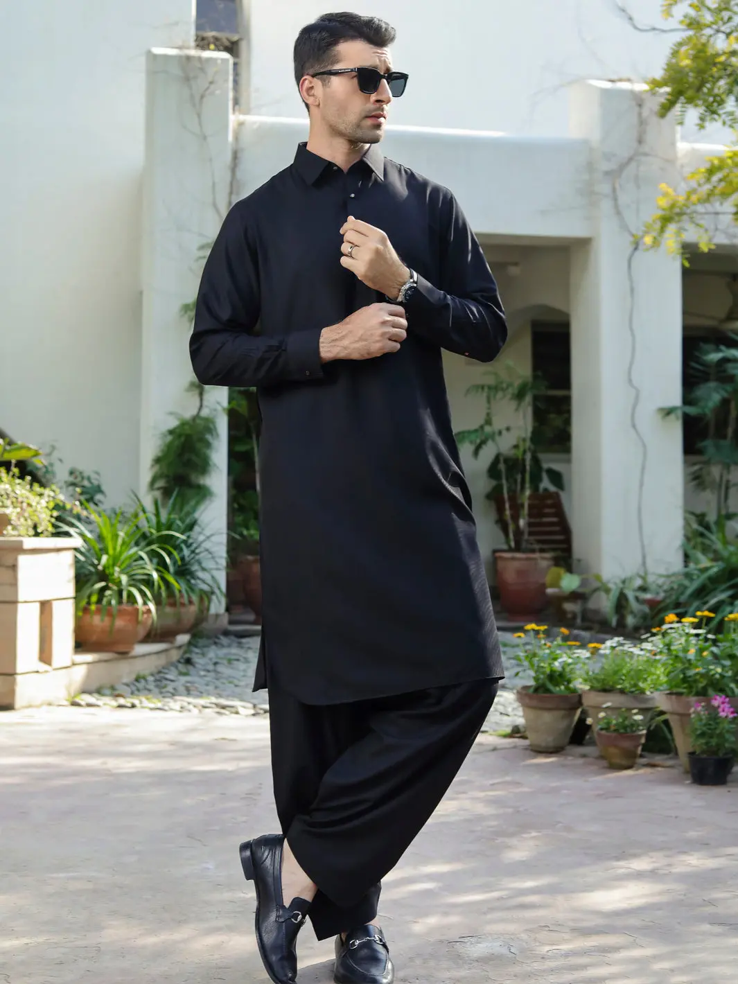 Black Blended Kameez Shalwar - Alwa-Ks-307 1
