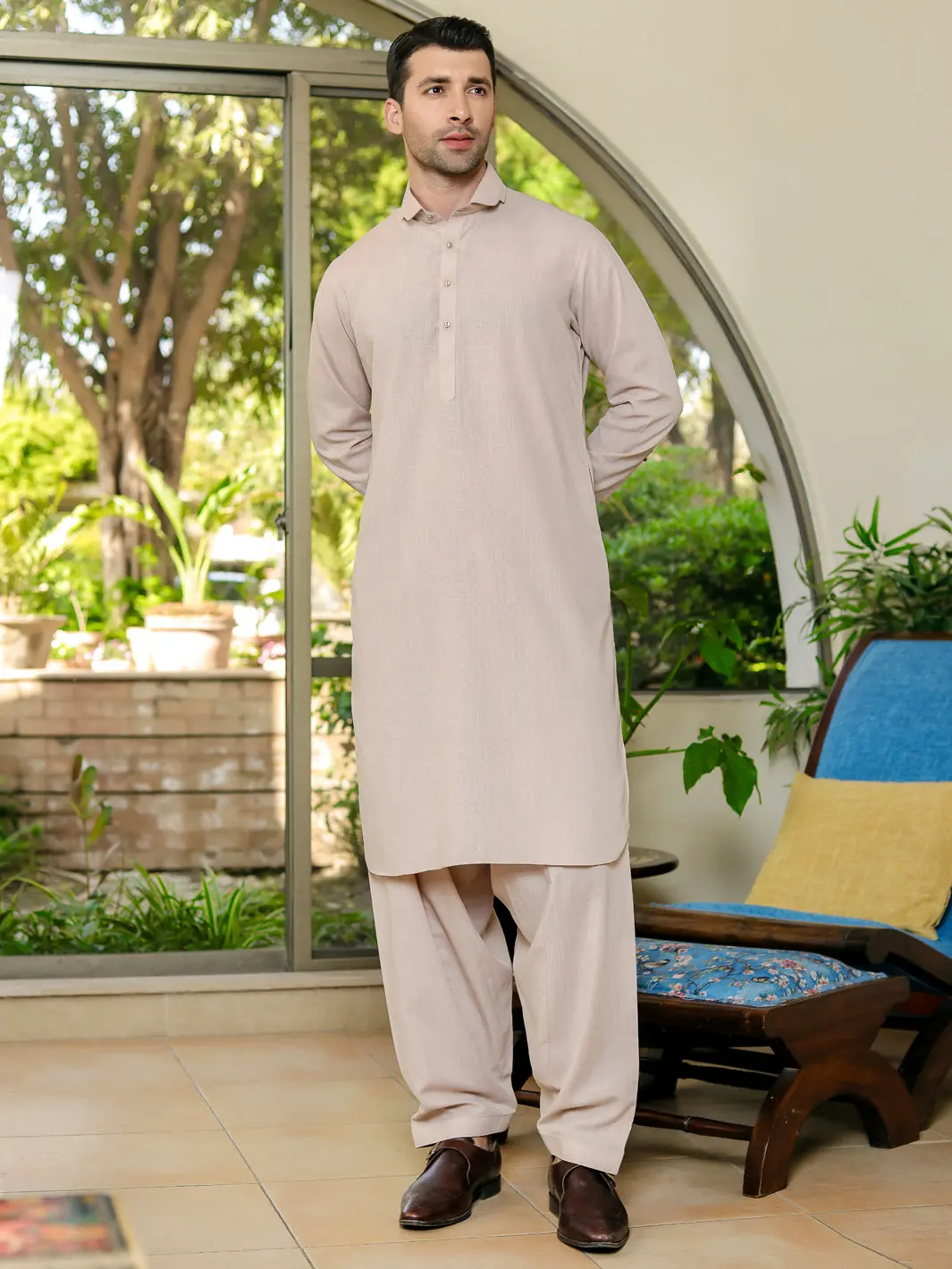 Beige Kameez Shalwar - Alwa-Ks-309 1