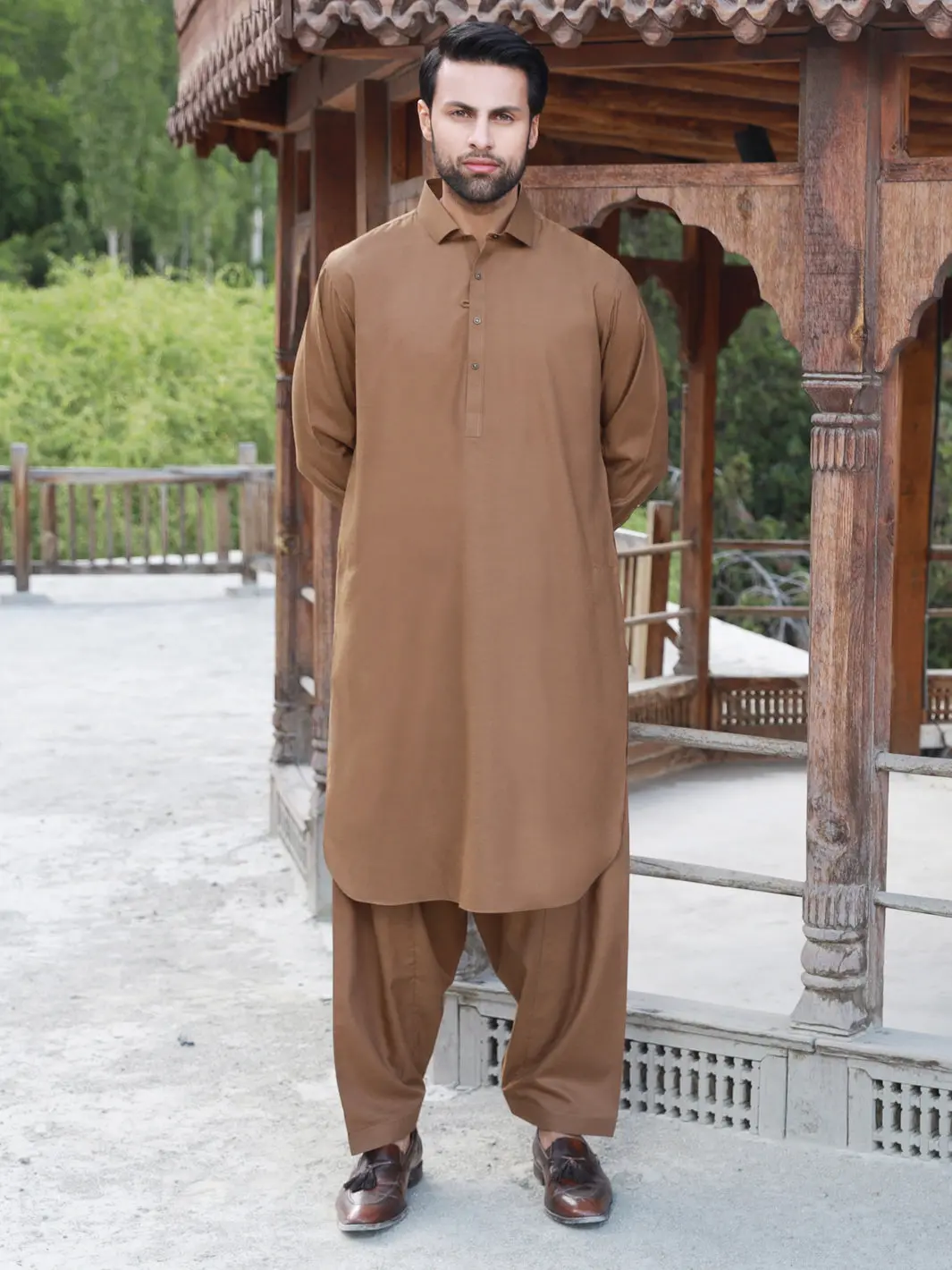 Brown Blended Kameez Shalwar - Alwa-Ks-320 1