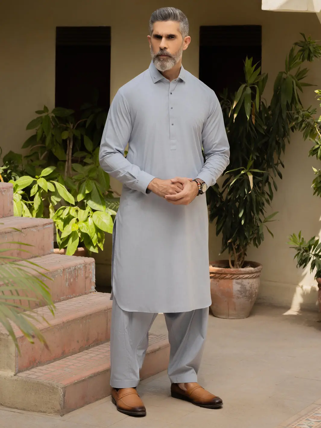 Sky Blue Blended Kameez Shalwar - Alwa-Ks-488 1