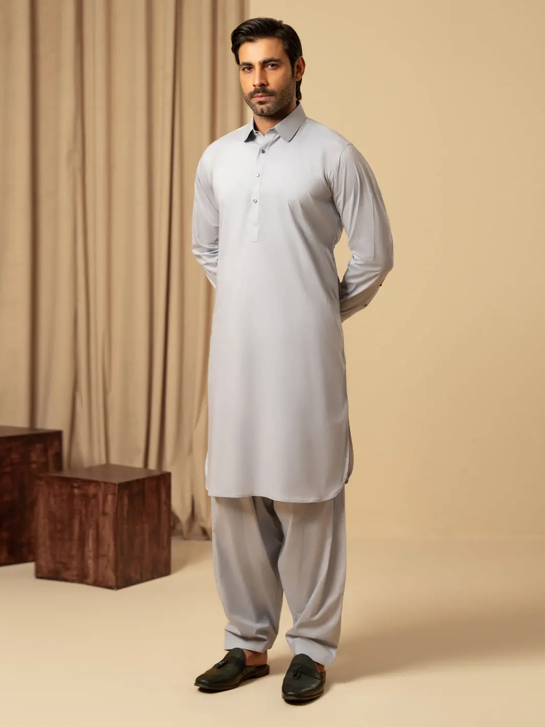 Light Blue Cotton Kameez Shalwar - Alwa-Ks-545 1