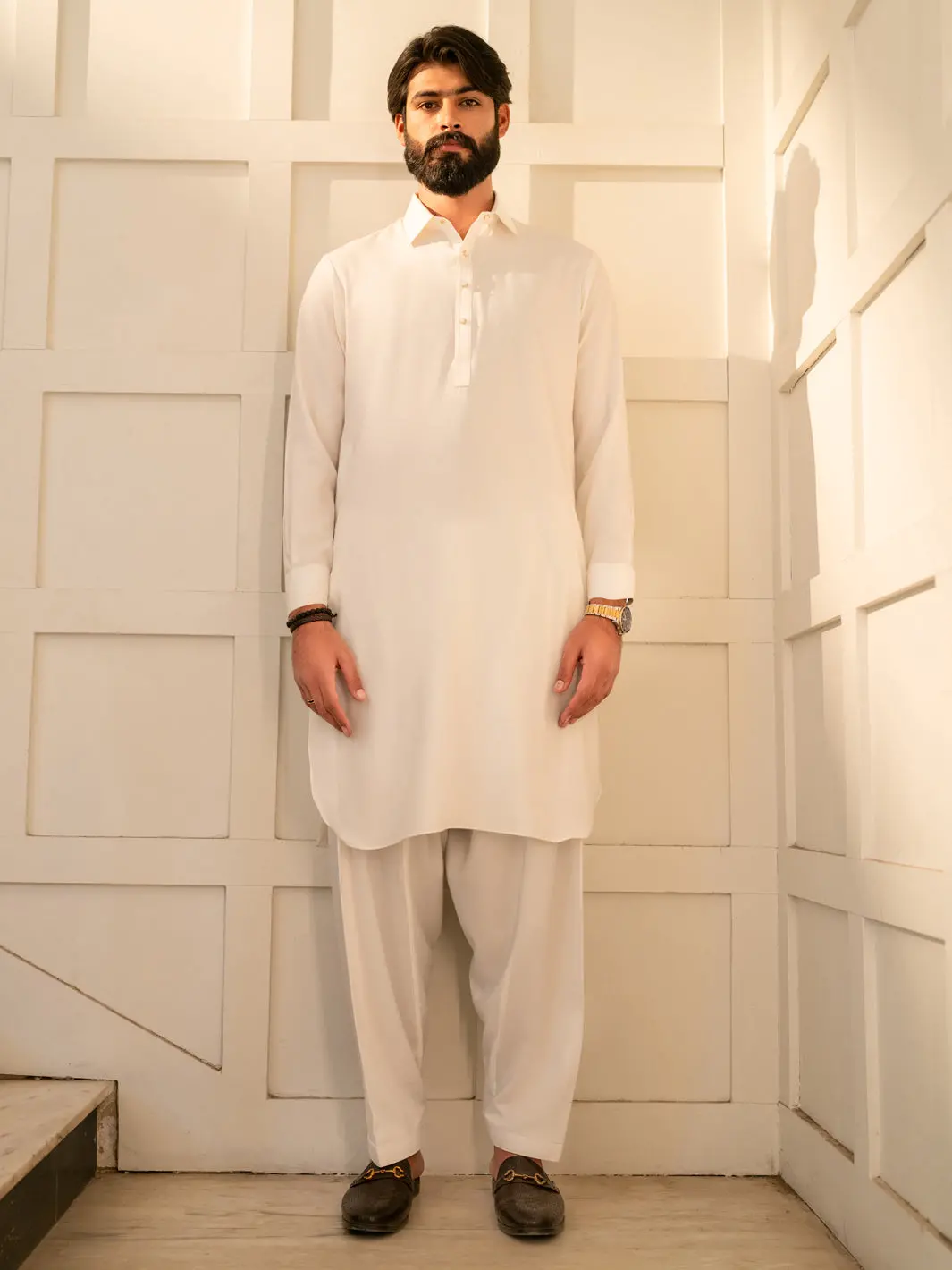 White Cut & Sew Kameez Shalwar - Alwa-Ks-646 1