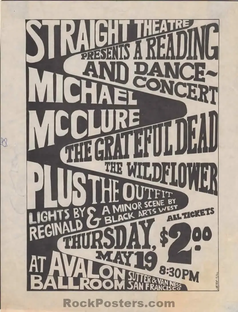 Auction - Aor 2.16 - Grateful Dead - 1966 Handbill - Avalon Ballroom - Very Good 1