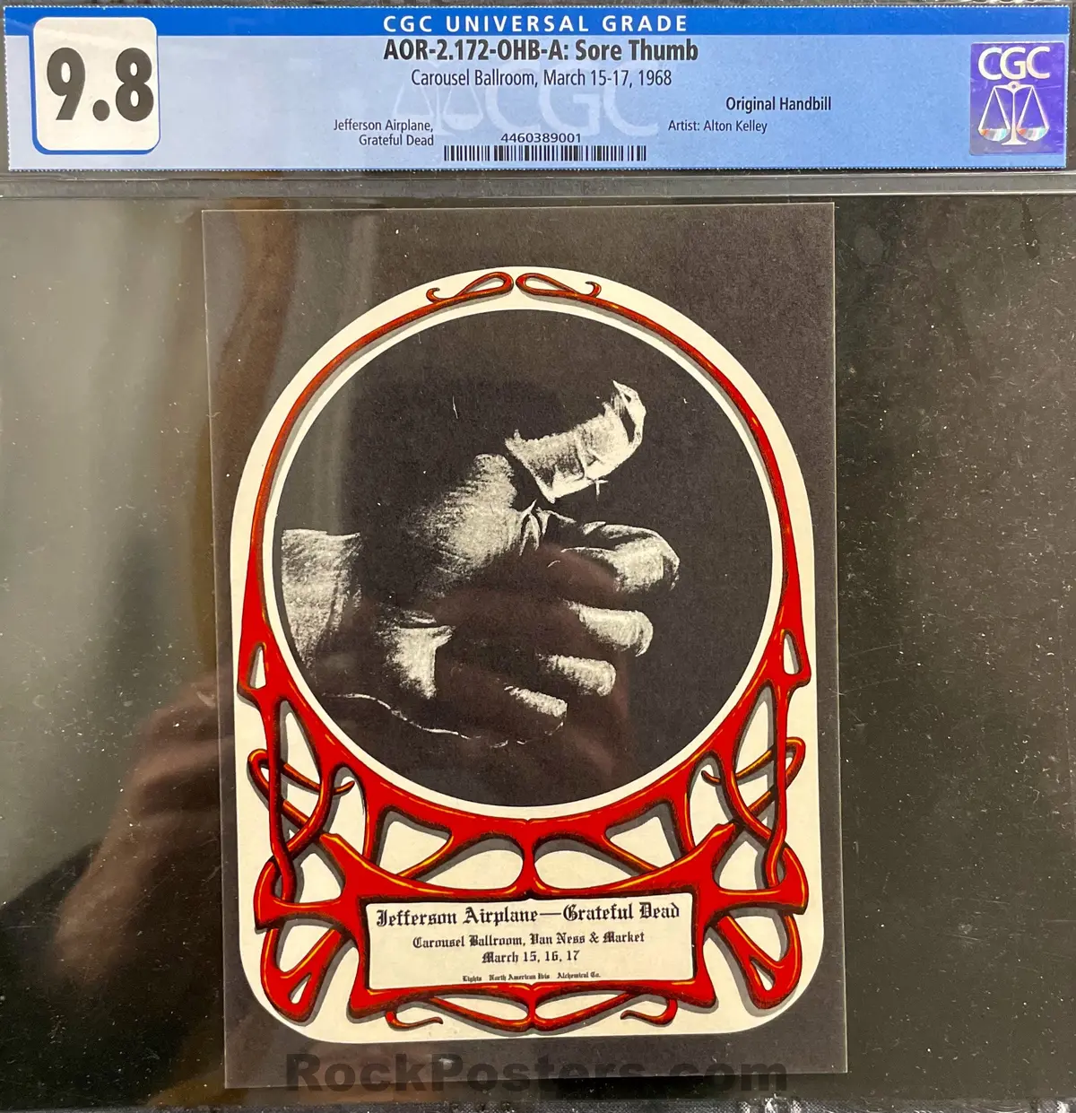 Auction - Aor 2.172 - Grateful Dead - Sore Thumb - Carousel Ballroom - 1968 Handbill - Cgc Graded 9.8 2
