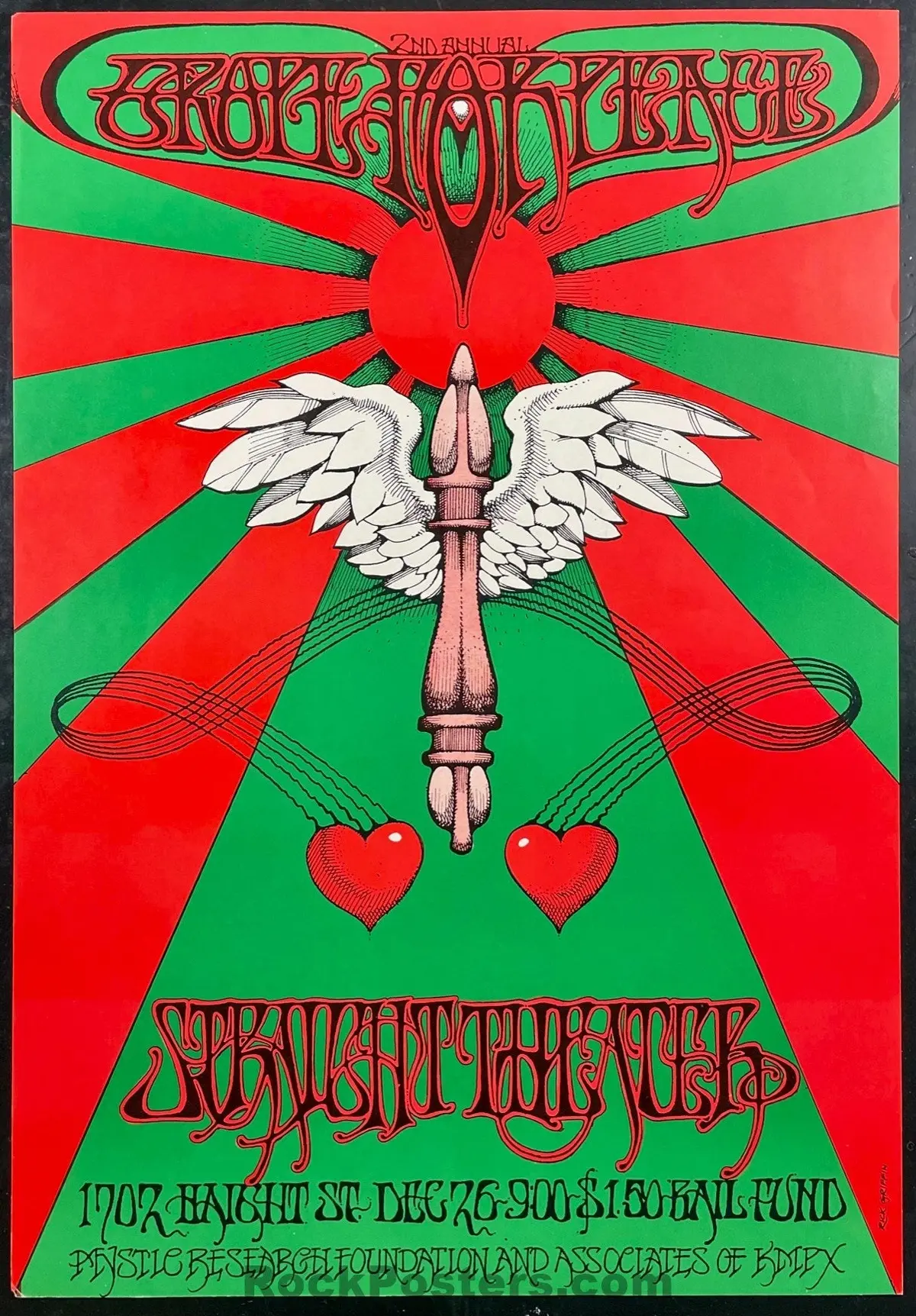 Auction - Aor 2.230 - Grope For Peace - Rick Griffin - Straight Theater - 1967 Poster - Very Good 1
