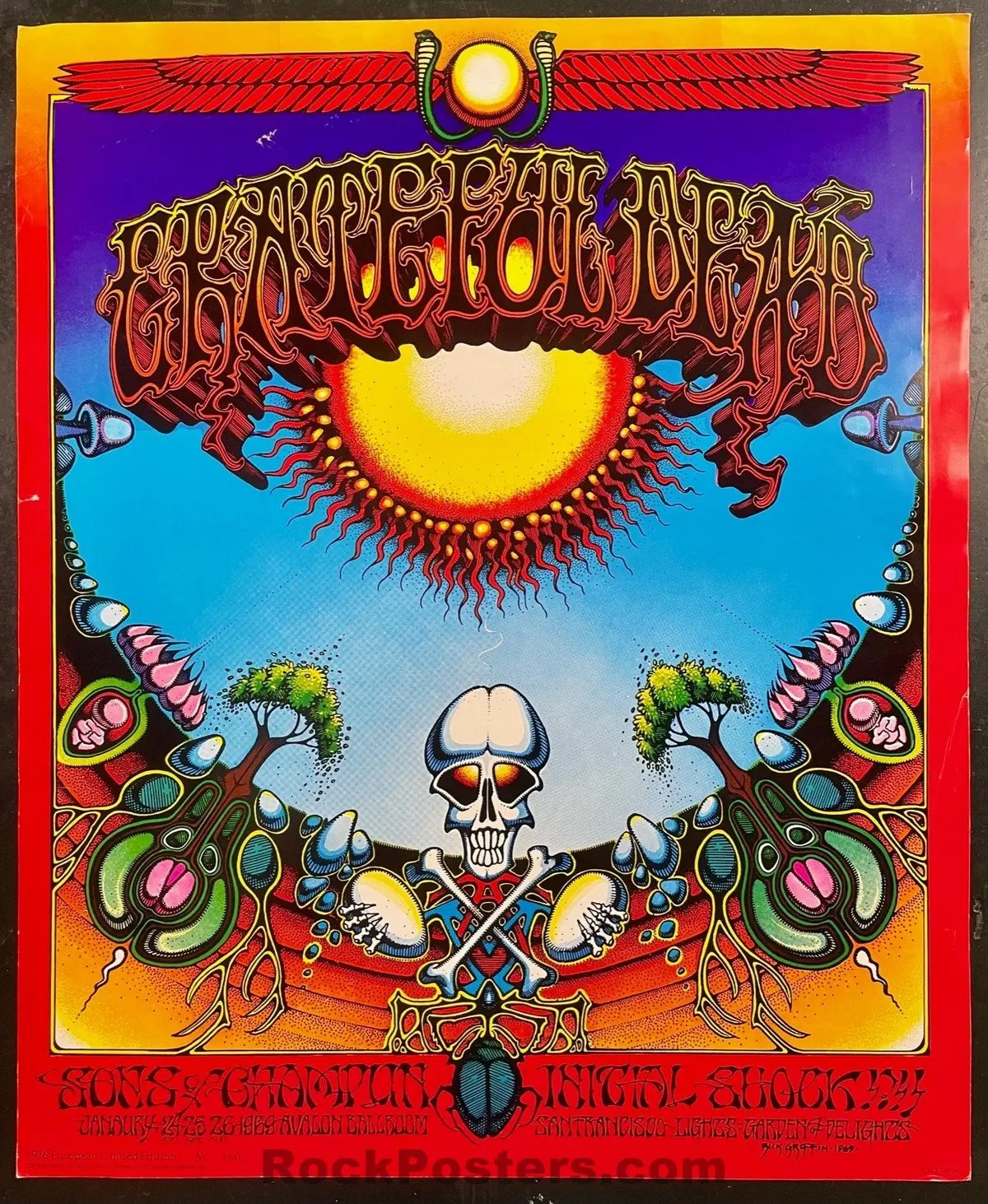 Aor 2.24-Rp-2 - Grateful Dead - Rick Griffin - 1976 European Poster - Avalon Ballroom - Very Good 1