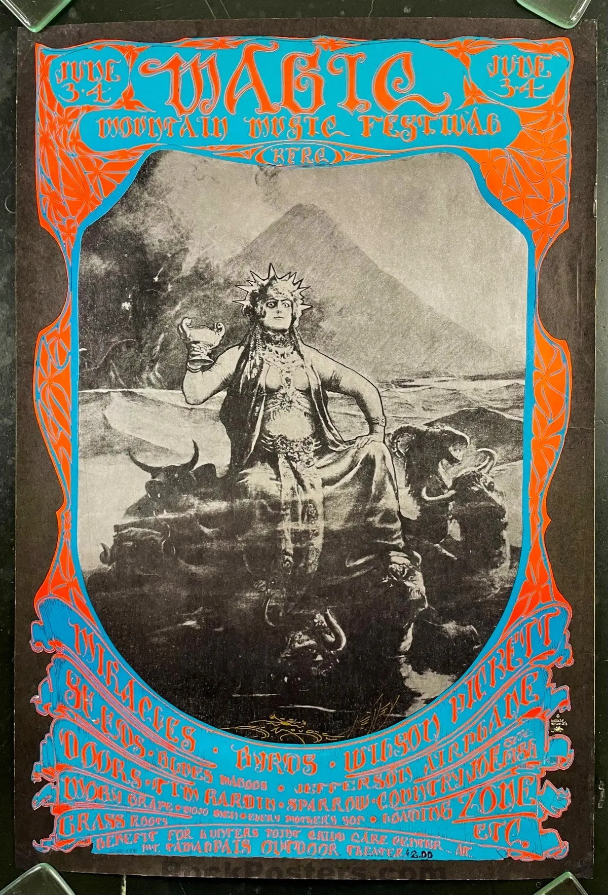 Auction - Aor 2.319 - Magic Mountain - The Doors/Moby Grape - Mouse & Kelley Signed - 1967 Poster - Very Good 1