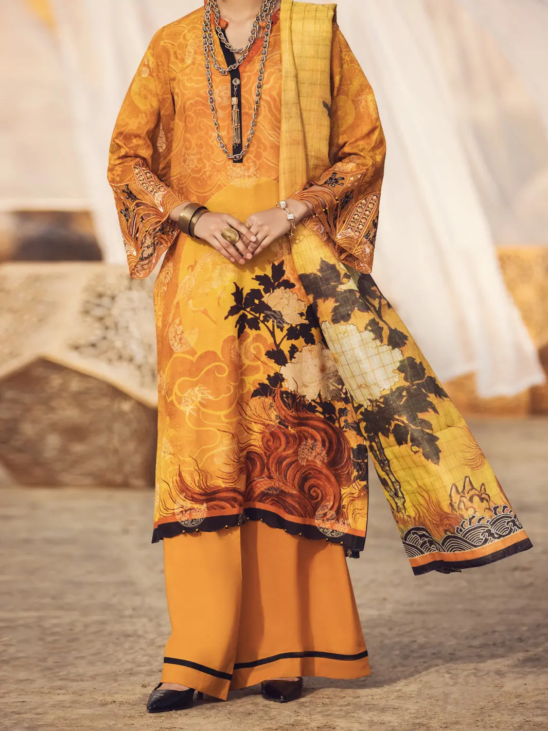 Mustard Khaddar 3Pc Stitched - Awp-3Ps-339A 1