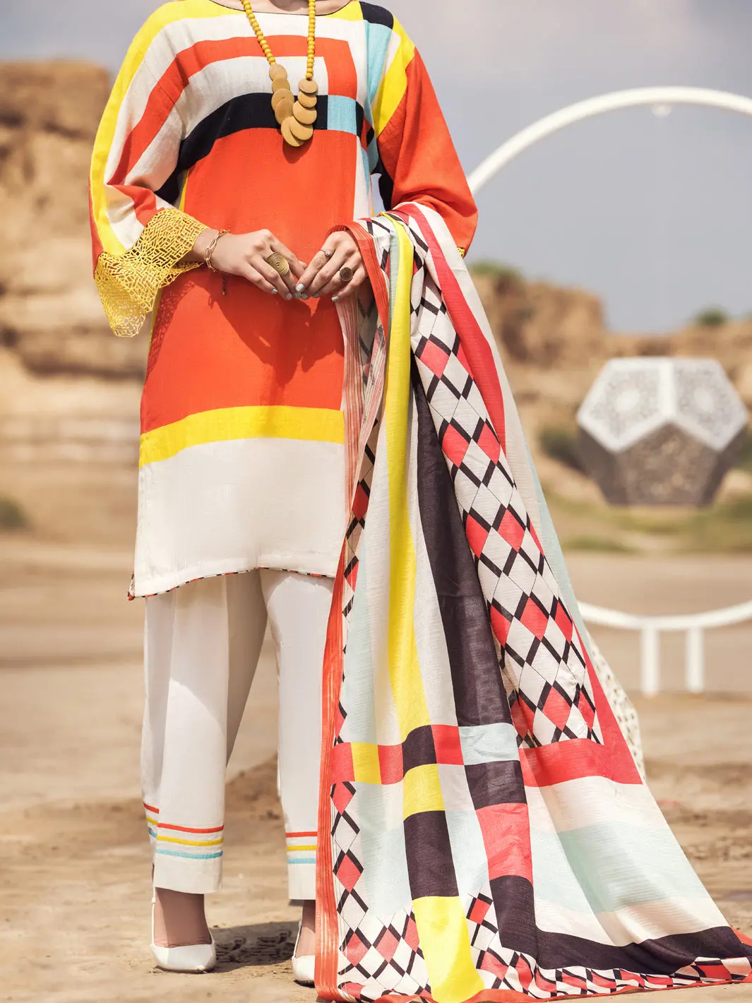 Orange Khaddar 3Pc Stitched - Awp-3Ps-352 1