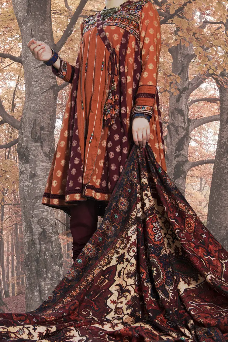 Orange Karandi + Khaddar 3Pc Stitched - Awp-181 1
