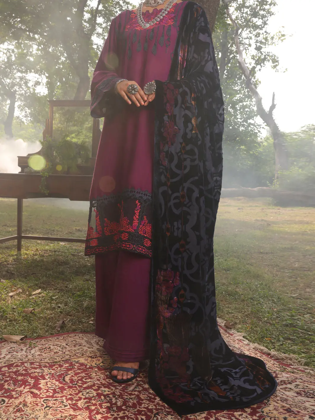 Purple Slub Viscose Stitched 3Pc - Awp-3Ps-439 1