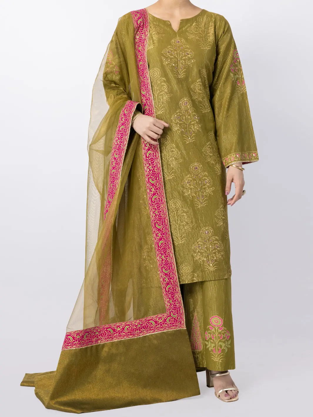 Green Lurex Formal 3Pc Stitched - Al-3Ps-Ls-564 1