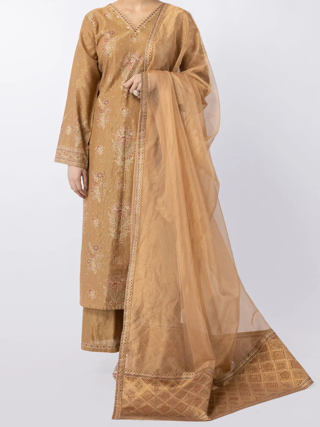 Golden Lurex Formal 3Pc Stitched - Al-3Ps-Ls-566 1