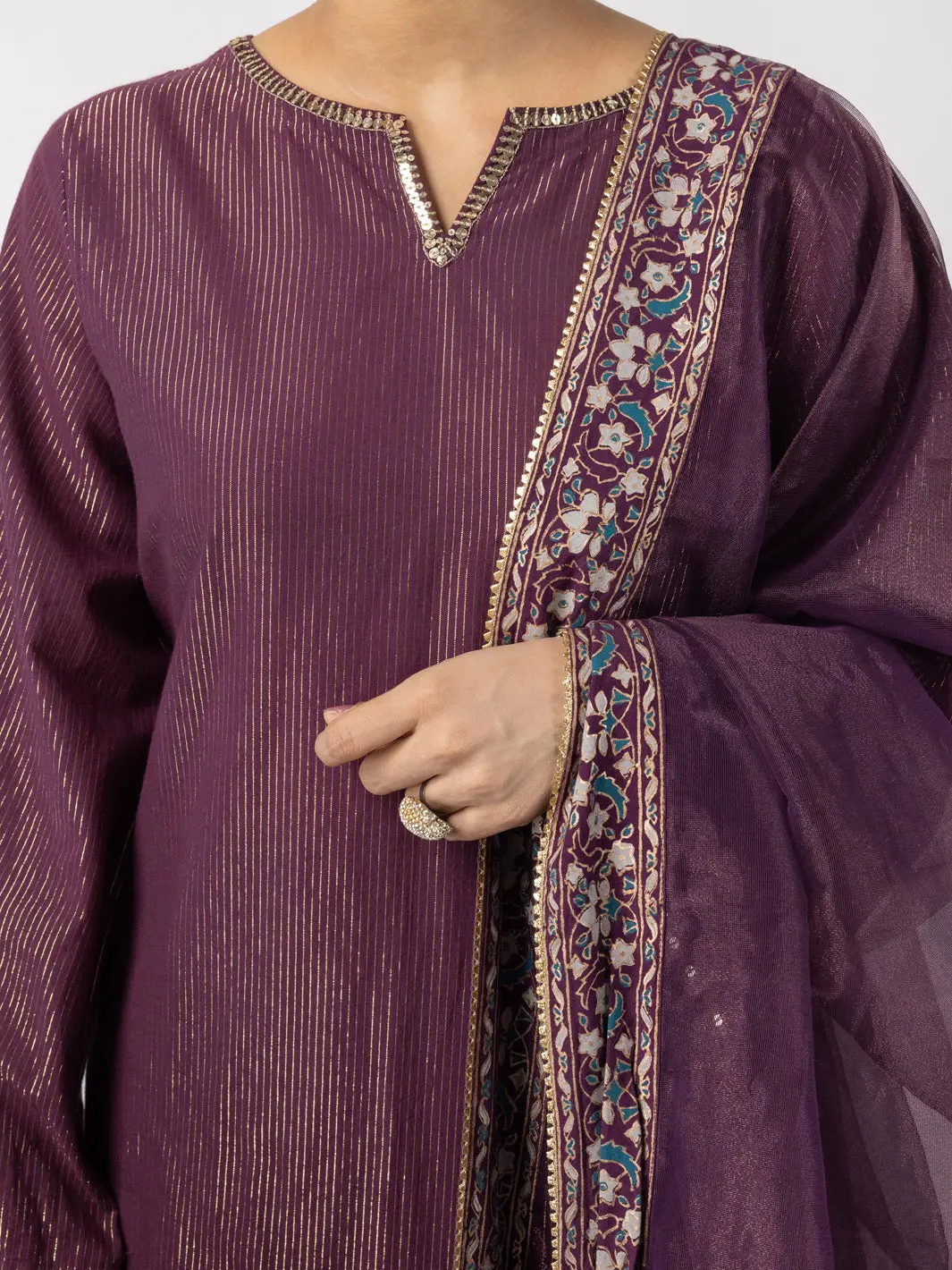 Purple Lurex Formal 3Pc Stitched - Al-3Ps-Ls-565 3