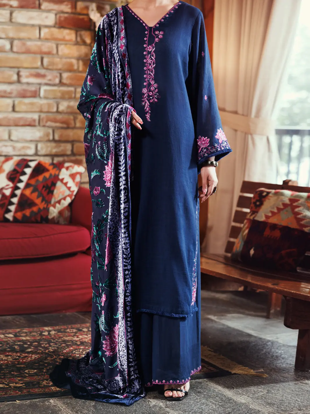 Blue Crosshatch 3Pc Unstitched - Awp-3Ps-709 1