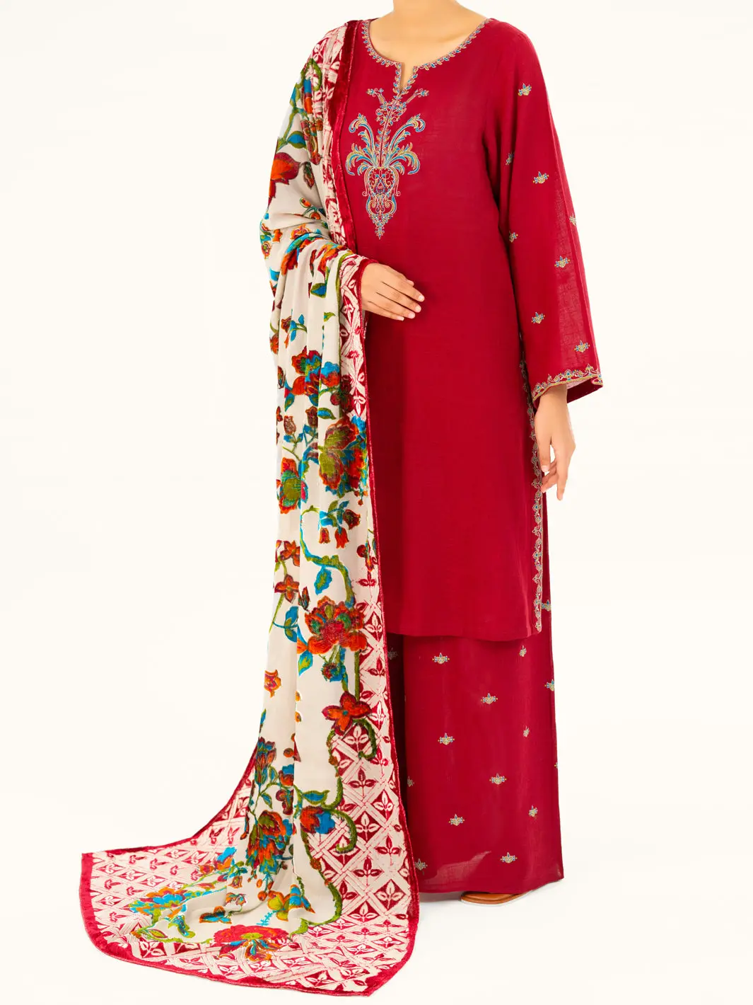 Maroon Crosshatch 3Pc Unstitched - Awp-3Ps-710 1
