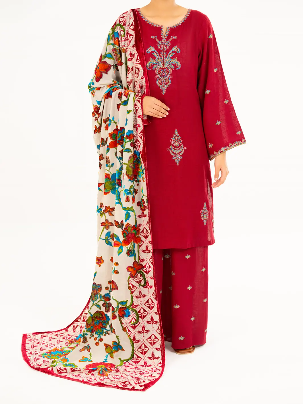 Maroon Crosshatch 3Pc Stitched - Awp-3Ps-710 1