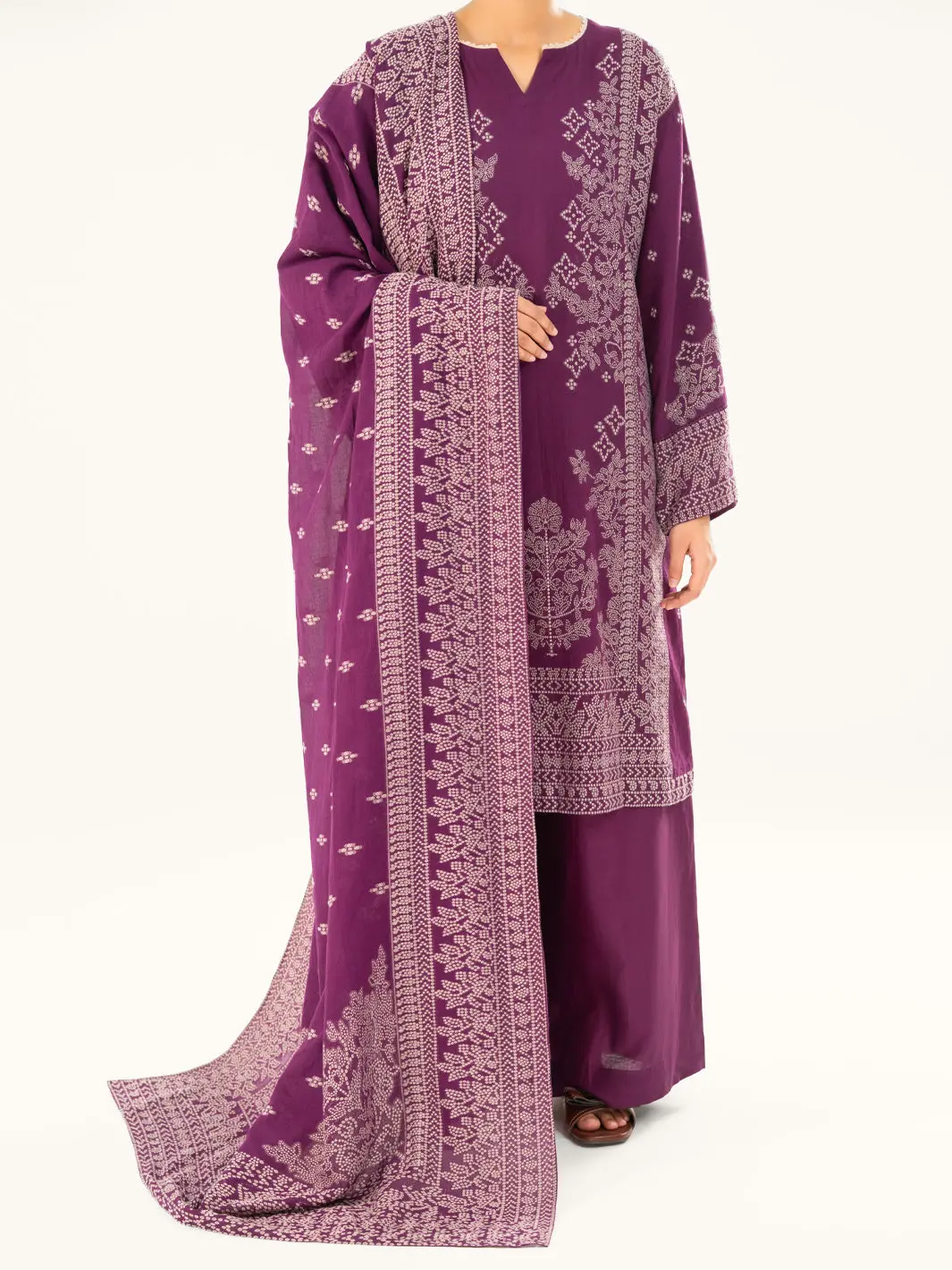 Purple Jacquard 3Pc Stitched - Awp-3Ps-751 1