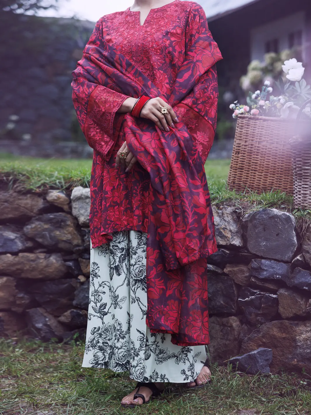 Red Viscose 3Pc Stitched - Awp-3Ps-752 1