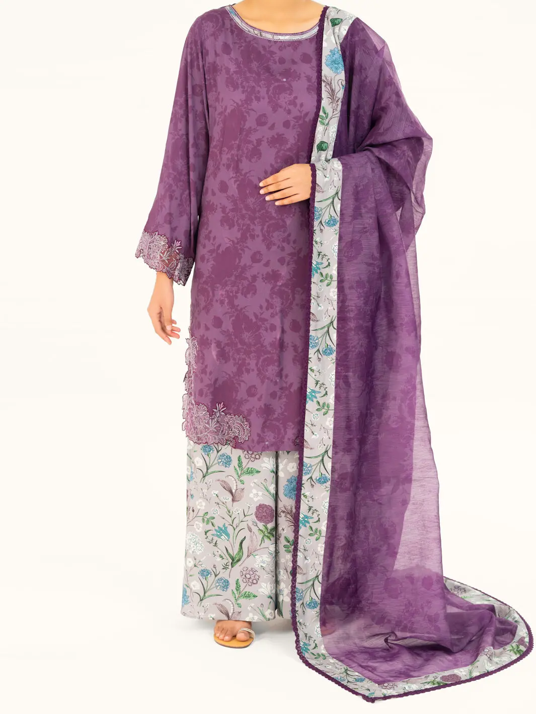Purple Viscose 3Pc Stitched - Awp-3Ps-754 1