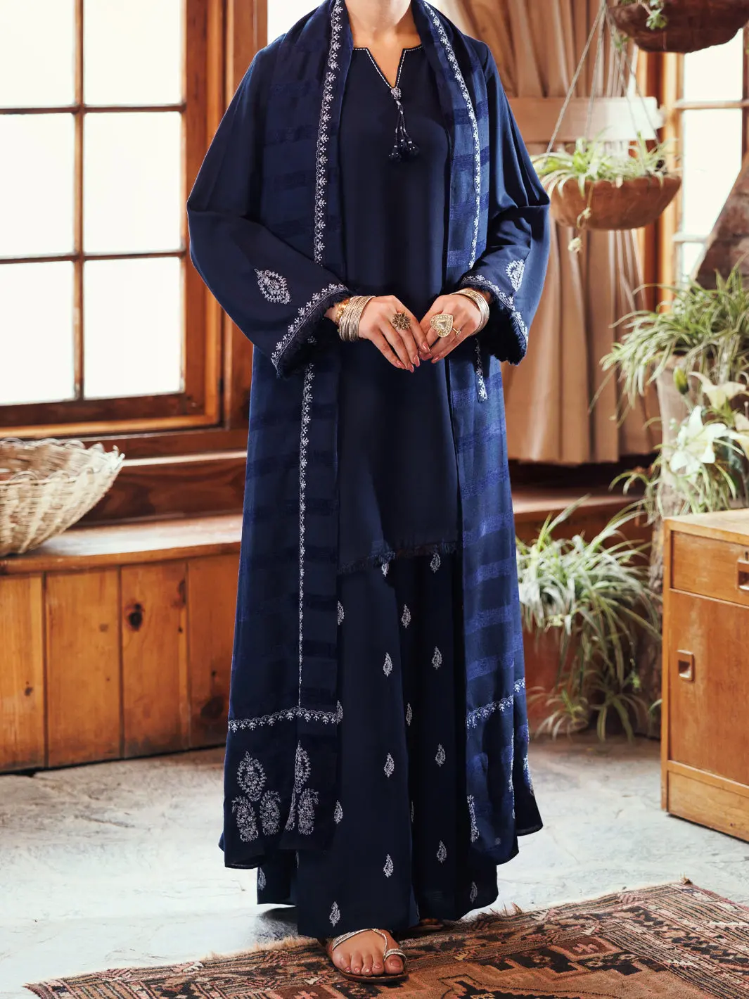 Blue Viscose Karandi Dyed 3Pc Stitched - Awp-3Ps-762 1
