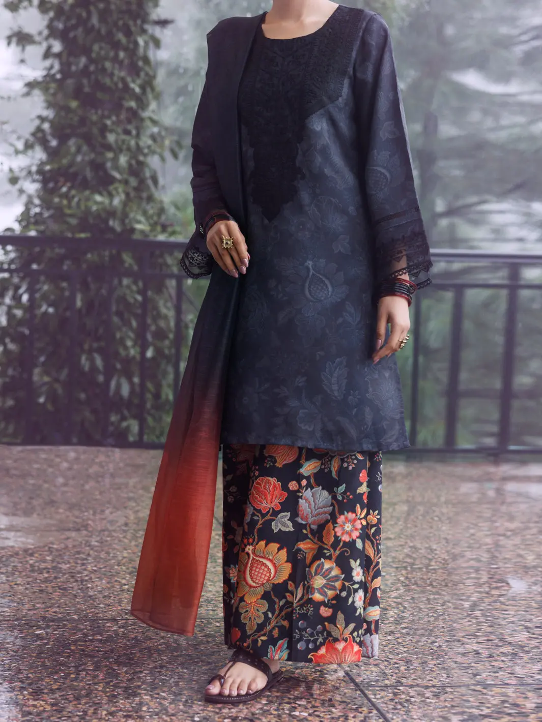 Black Jacquard 3Pc Unstitched - Awp-3Ps-767 1